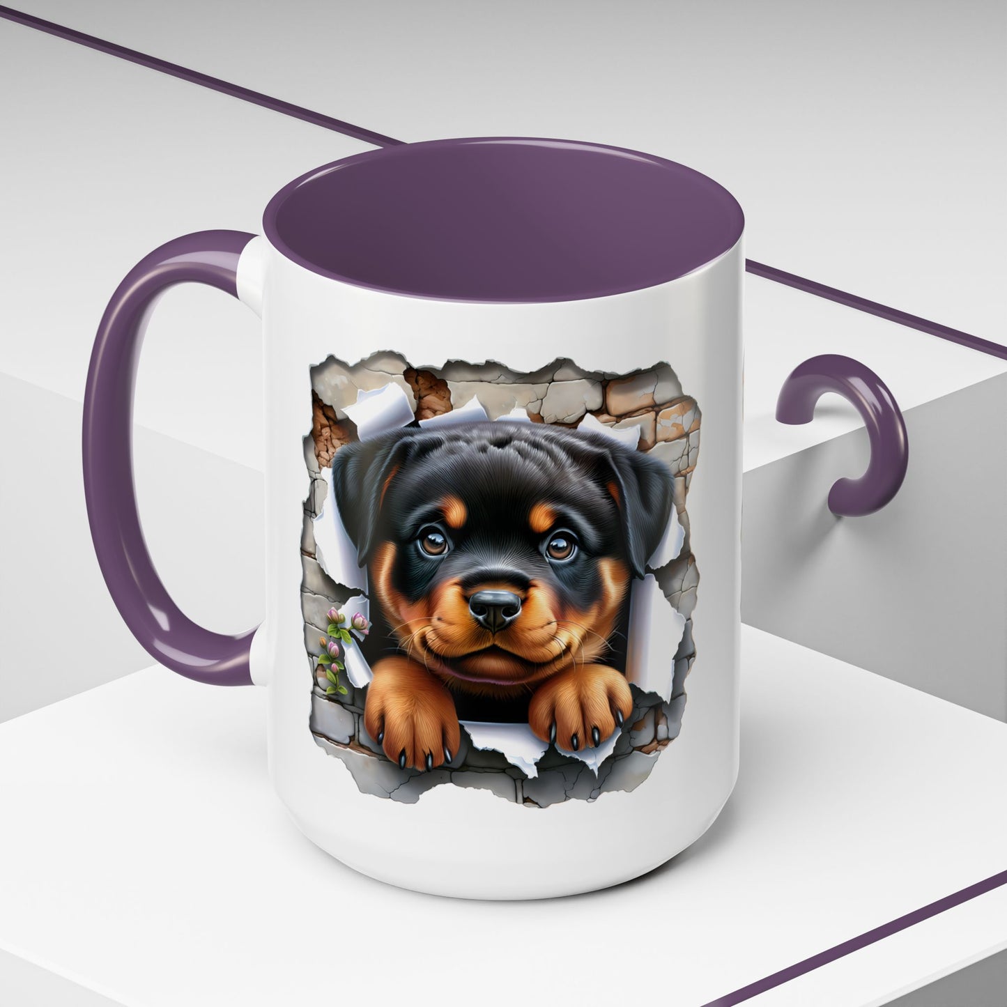 🐾☕ Rottweiler Puppy Accent Mug – Sweet Breakthrough Pup Design ✨
