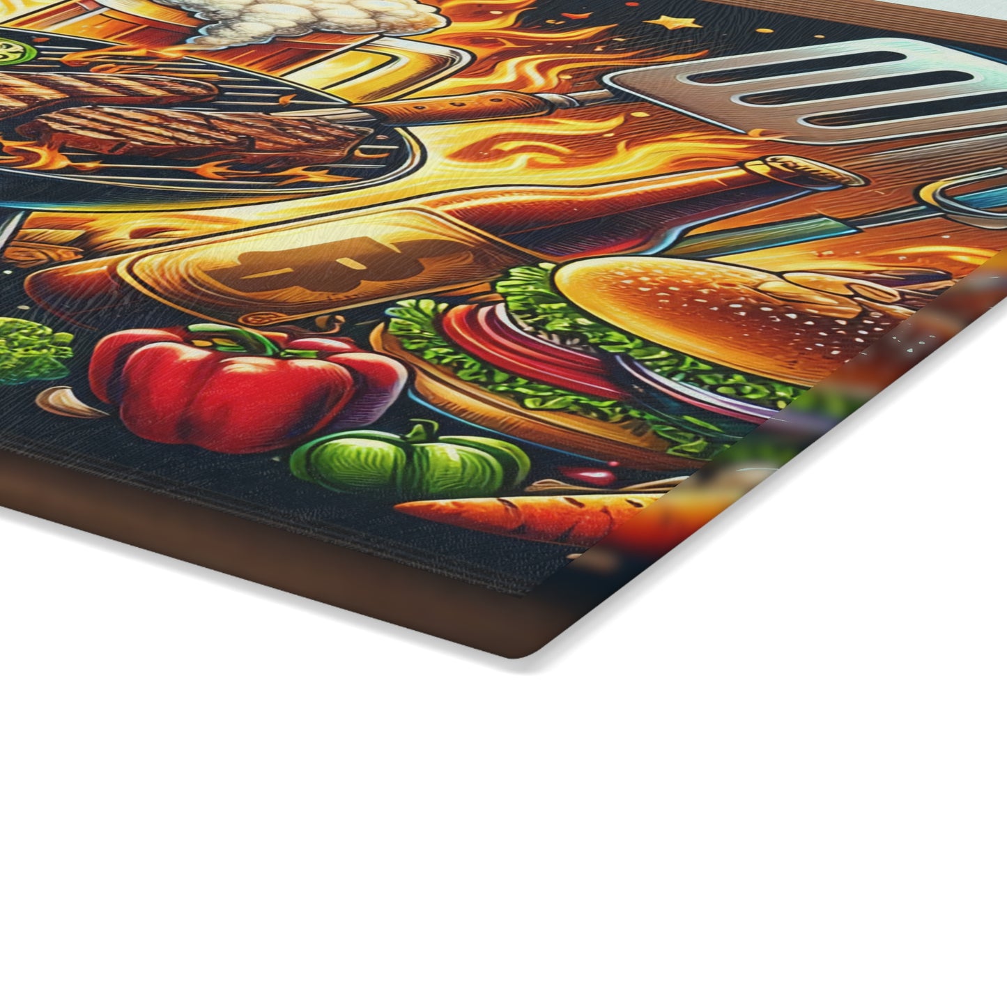 BBQ Master Glass Cutting Board – Bold Grill Style for Backyard Cooking