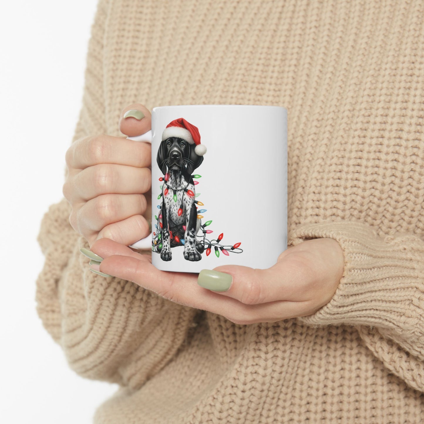 🎄 German Shorthair Pointer Christmas Mug – Holiday Cheer with a Santa Pup Twist ☕️