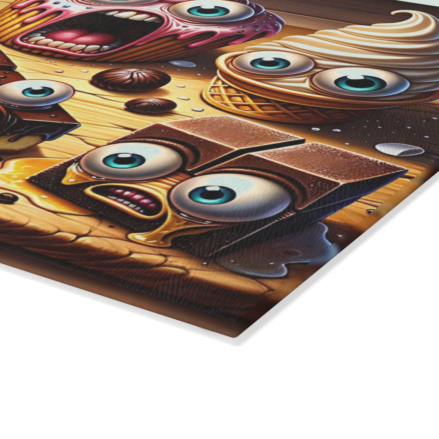 🍰🤣 “Sweet Squad Shenanigans” Glass Cutting Board – Fun Dessert Vibes for Your Kitchen