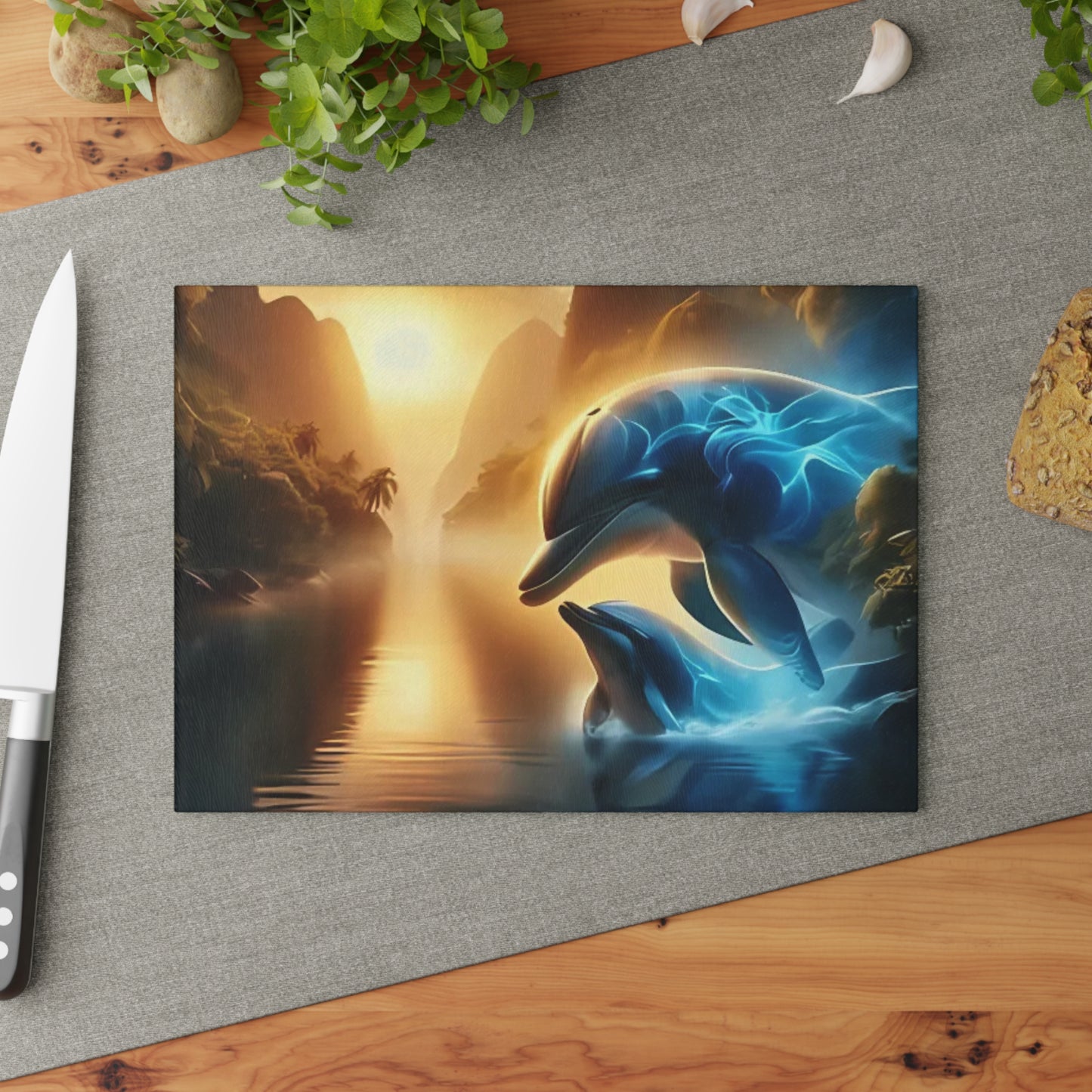 Tabla de cortar con diseño de delfines, decoración de cocina con delfines, cocina con temática oceánica, decoración de vida marina, regalo de vida marina, regalo para amantes de los delfines, tabla de charcutería