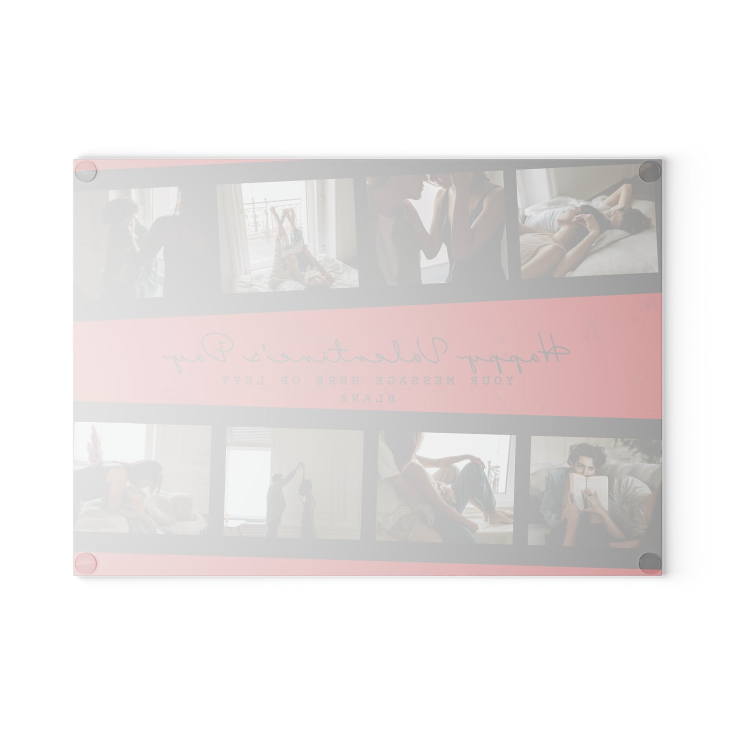 Happy Valentine’s Day Photo Collage Glass Cutting Board – Personalized Romantic Keepsake