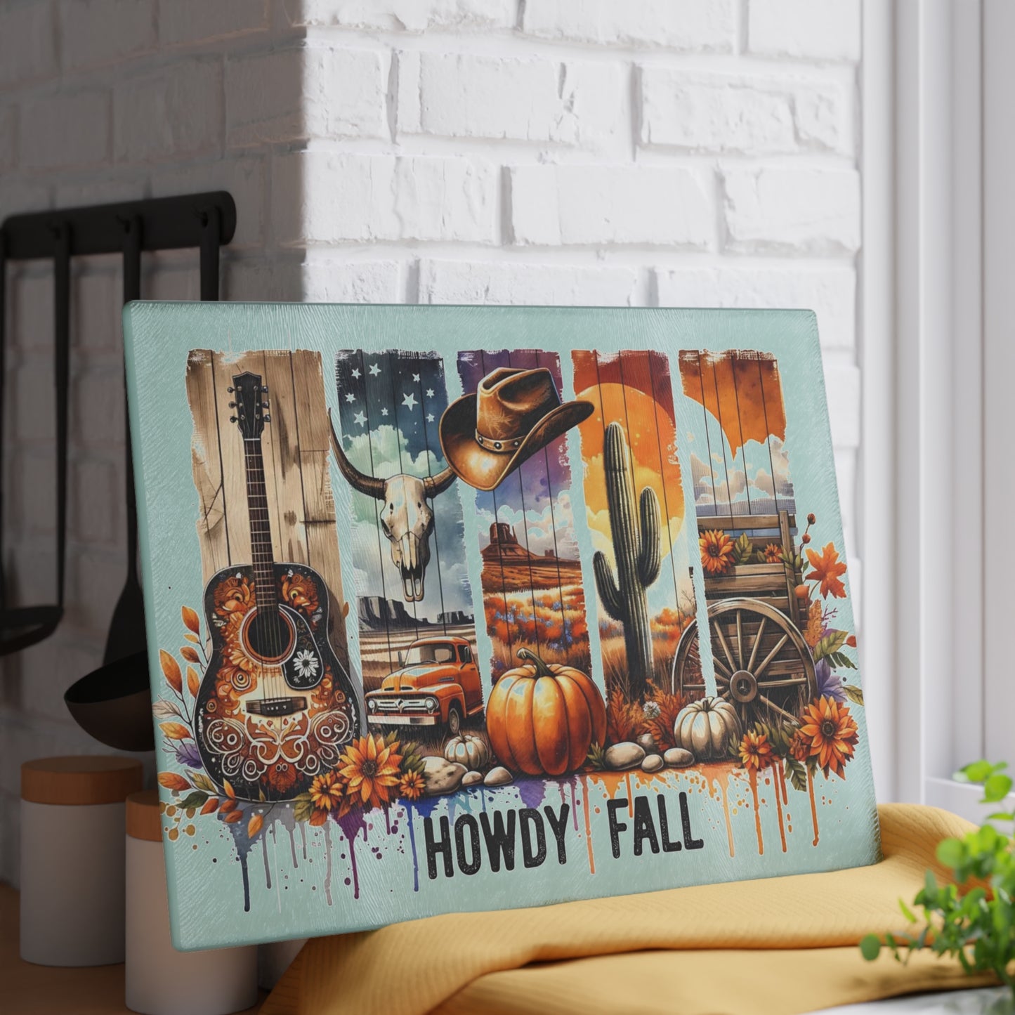 🍂🎸 Howdy Fall Cutting Board – Rustic Western Charm for Your Autumn Kitchen 🤠🌻