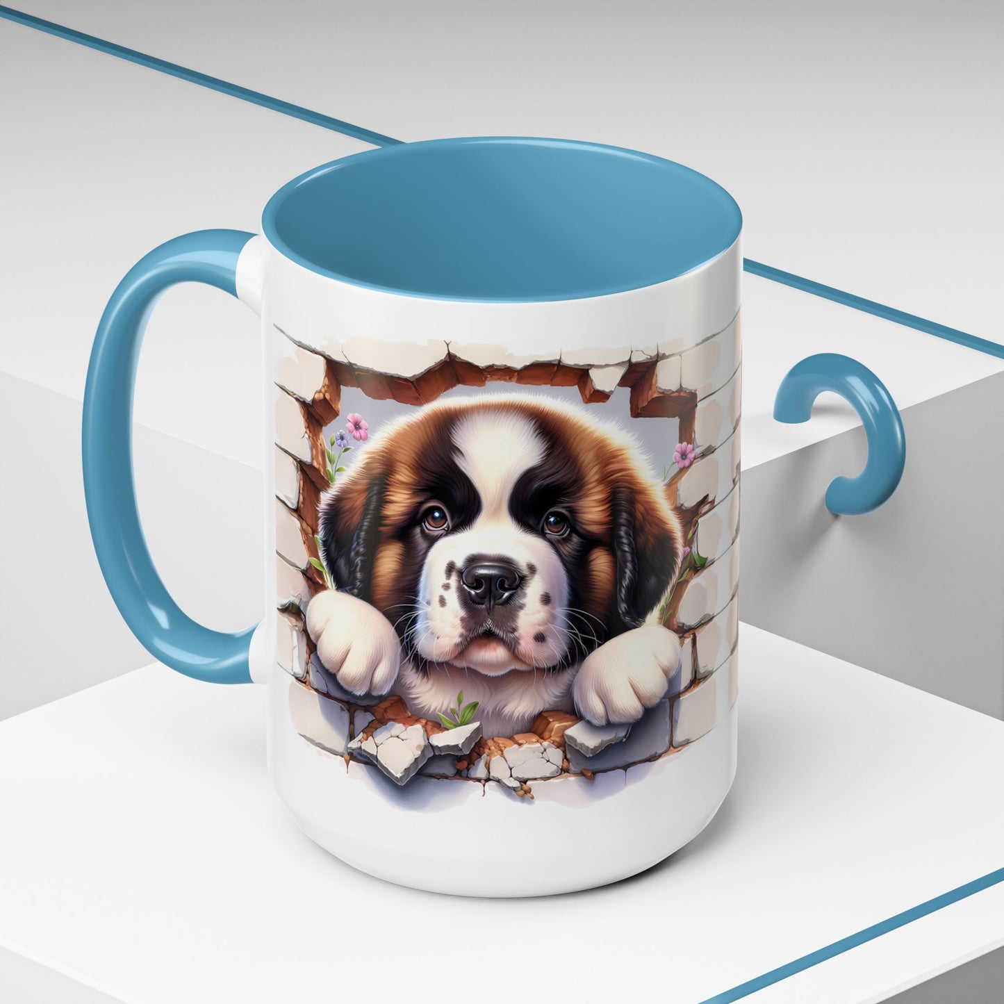 🐾☕ St. Bernard Puppy Peek Accent Mug – Gentle Giant Pup Lover Gift ✨❤️