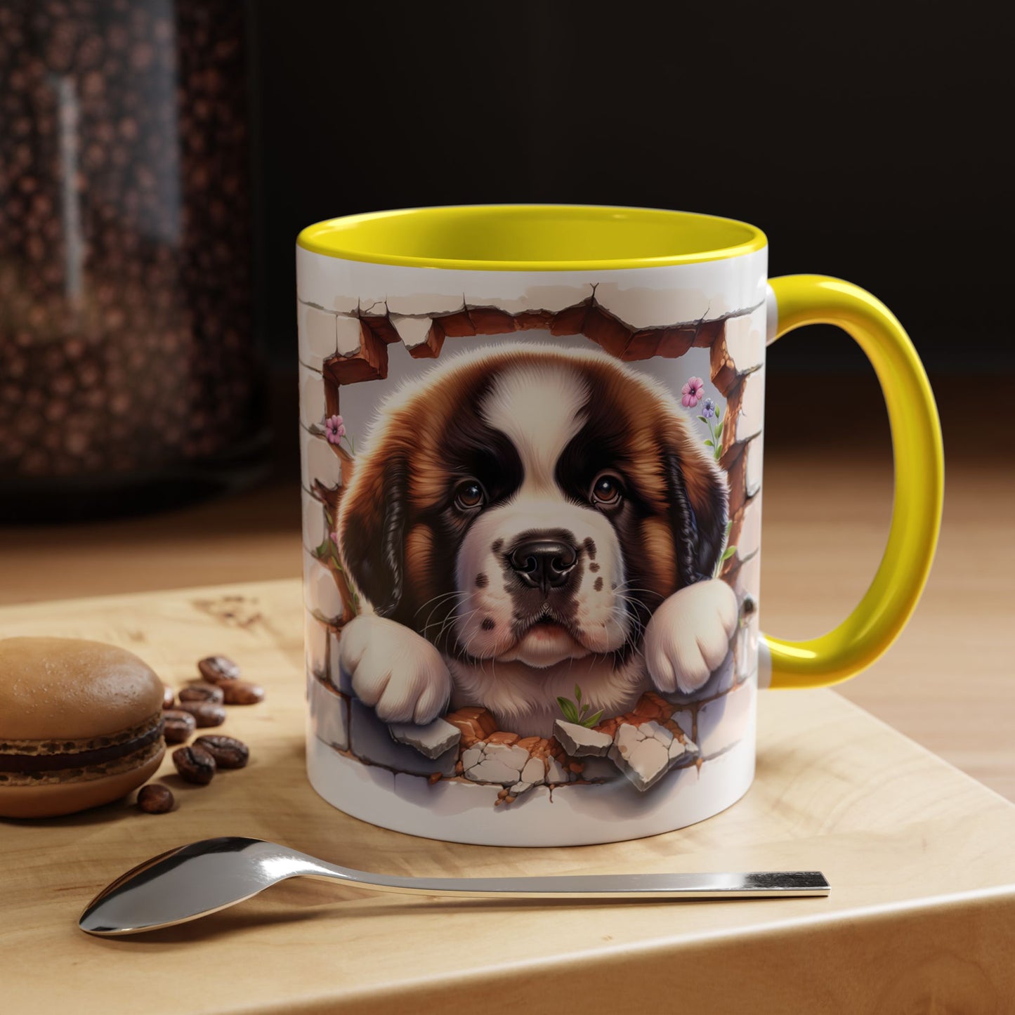 🐾☕ St. Bernard Puppy Peek Accent Mug – Gentle Giant Pup Lover Gift ✨❤️
