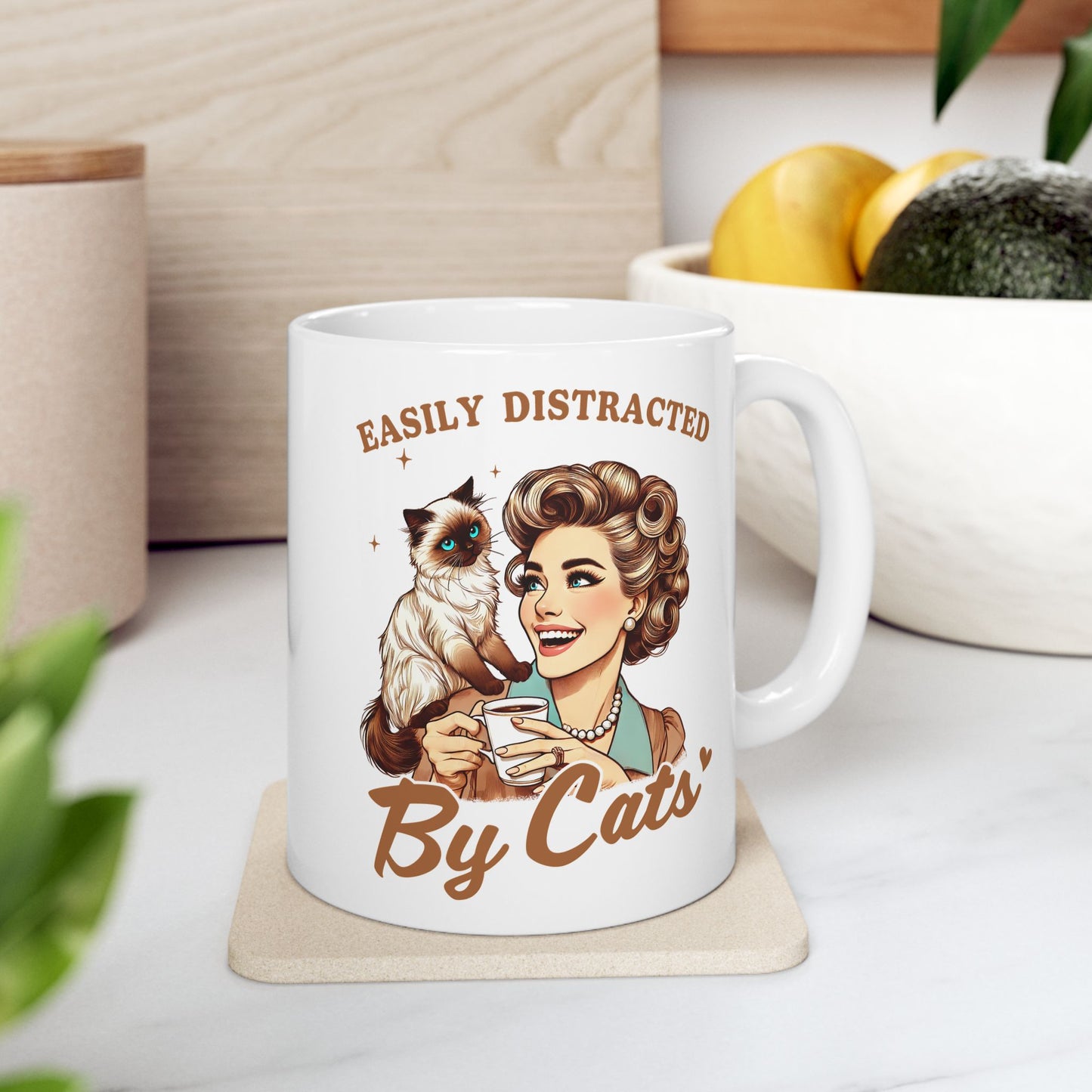 🐱 Easily Distracted By Cats Mug – Purrfectly Charming for Cat Lovers ☕