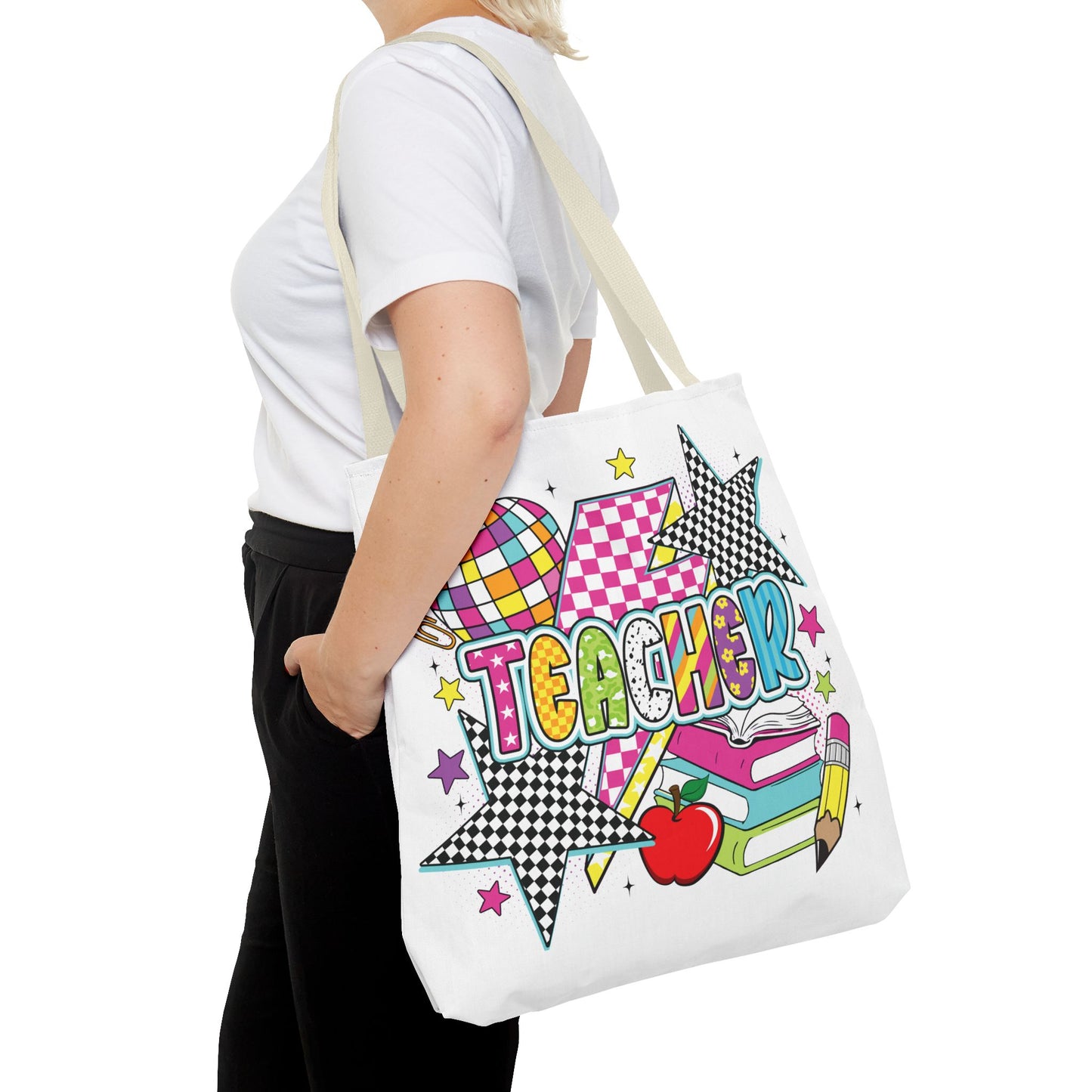 🌟 Bright Teacher Stars Tote – Bold Style for the Best in Class 🍎