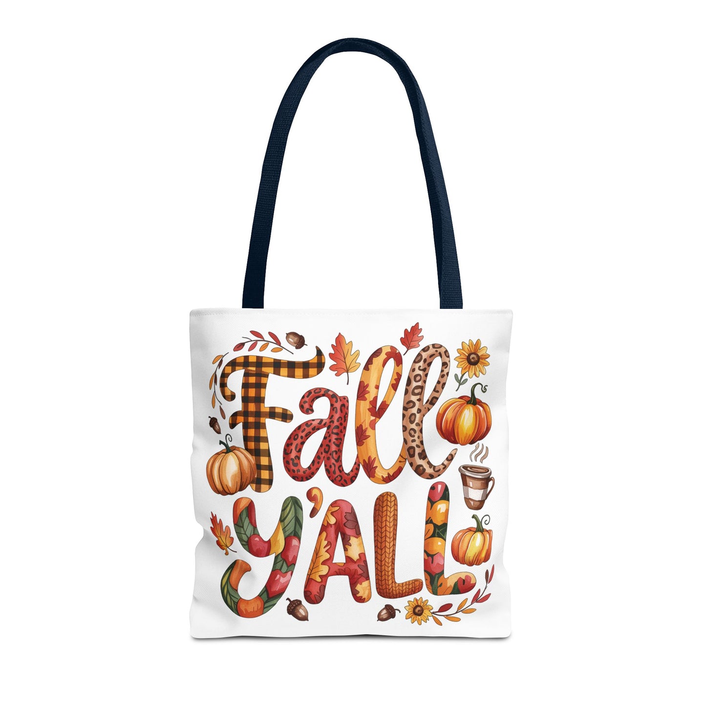 🎃 Fall Y’all Tote Bag – Bold Prints, Cozy Coffee & Pumpkin Cheer 🍂