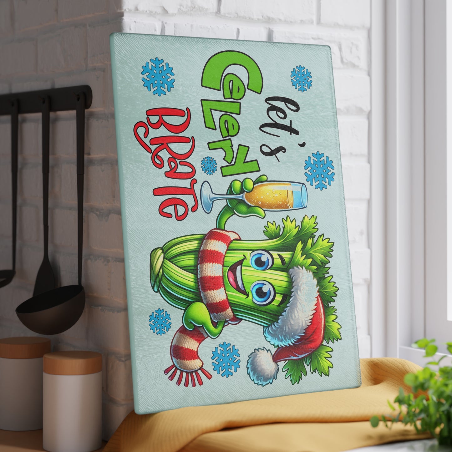 🥳🎄 Celery-brate Christmas Cutting Board – Festive Fun for Your Kitchen 🥂