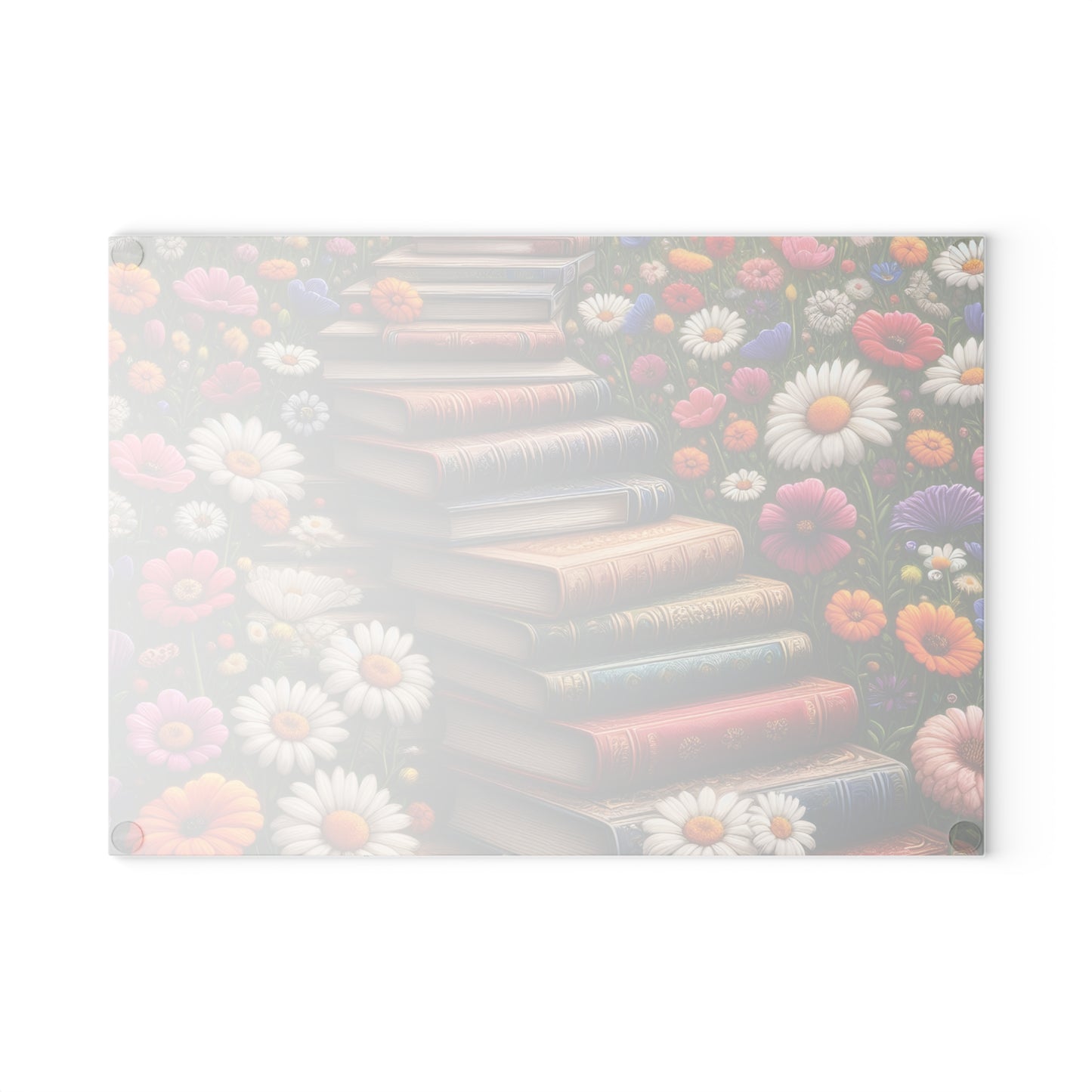 📚 Stacked Books & Wildflowers Cutting Board – Literary Charm Meets Kitchen Elegance 🌸
