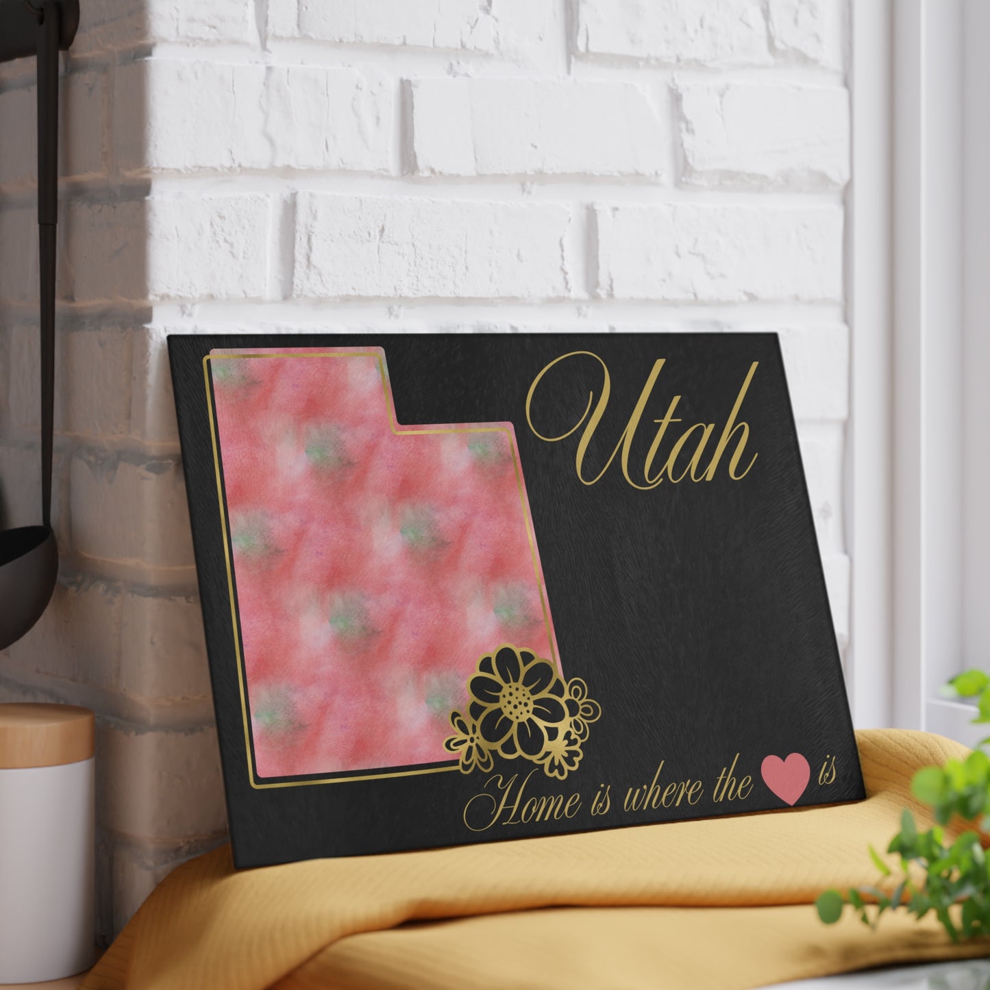 🌺 Utah Floral State Cutting Board – Canyon Blush Elegance in Every Slice 🌄