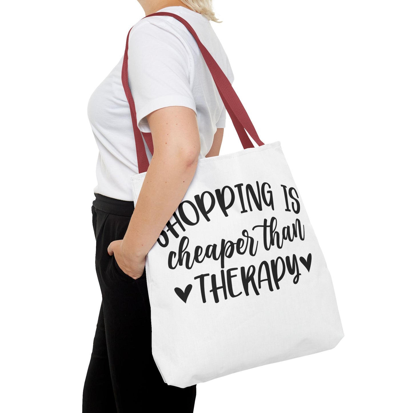 🛍️ Shopping Is Cheaper Than Therapy Tote Bag – Fun & Stylish Everyday Carry ❤️