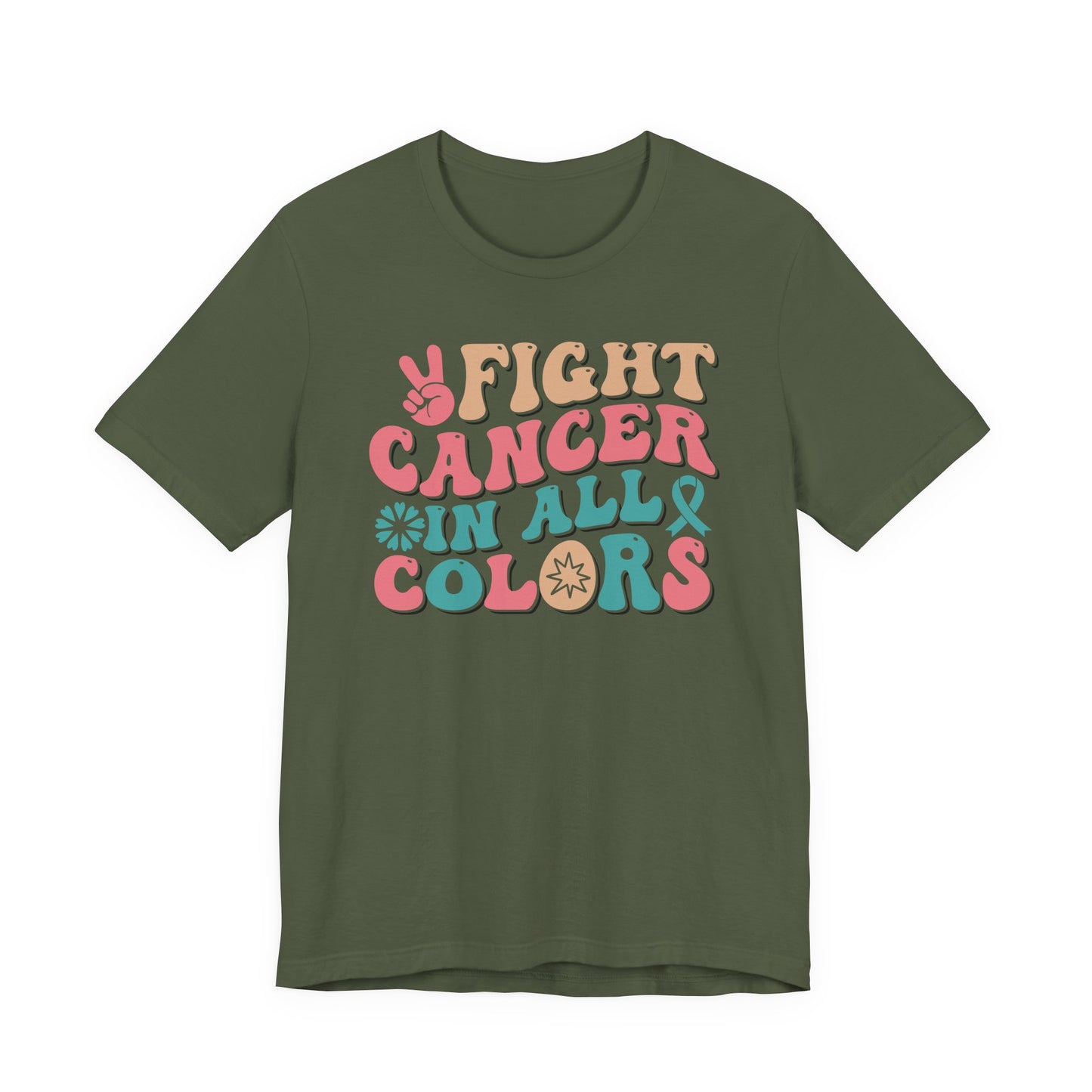 🌈✊ Fight Cancer in All Colors T-Shirt – Bold Retro Awareness Tee for Every Ribbon 🎗️