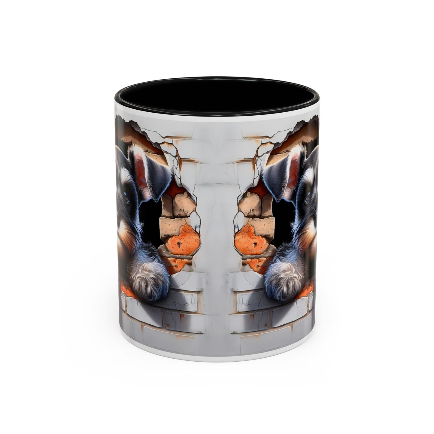 🎀🐶 Schnauzer Puppy Accent Mug – Cute Peek-Through Dog Design for Animal Lovers ☕💖