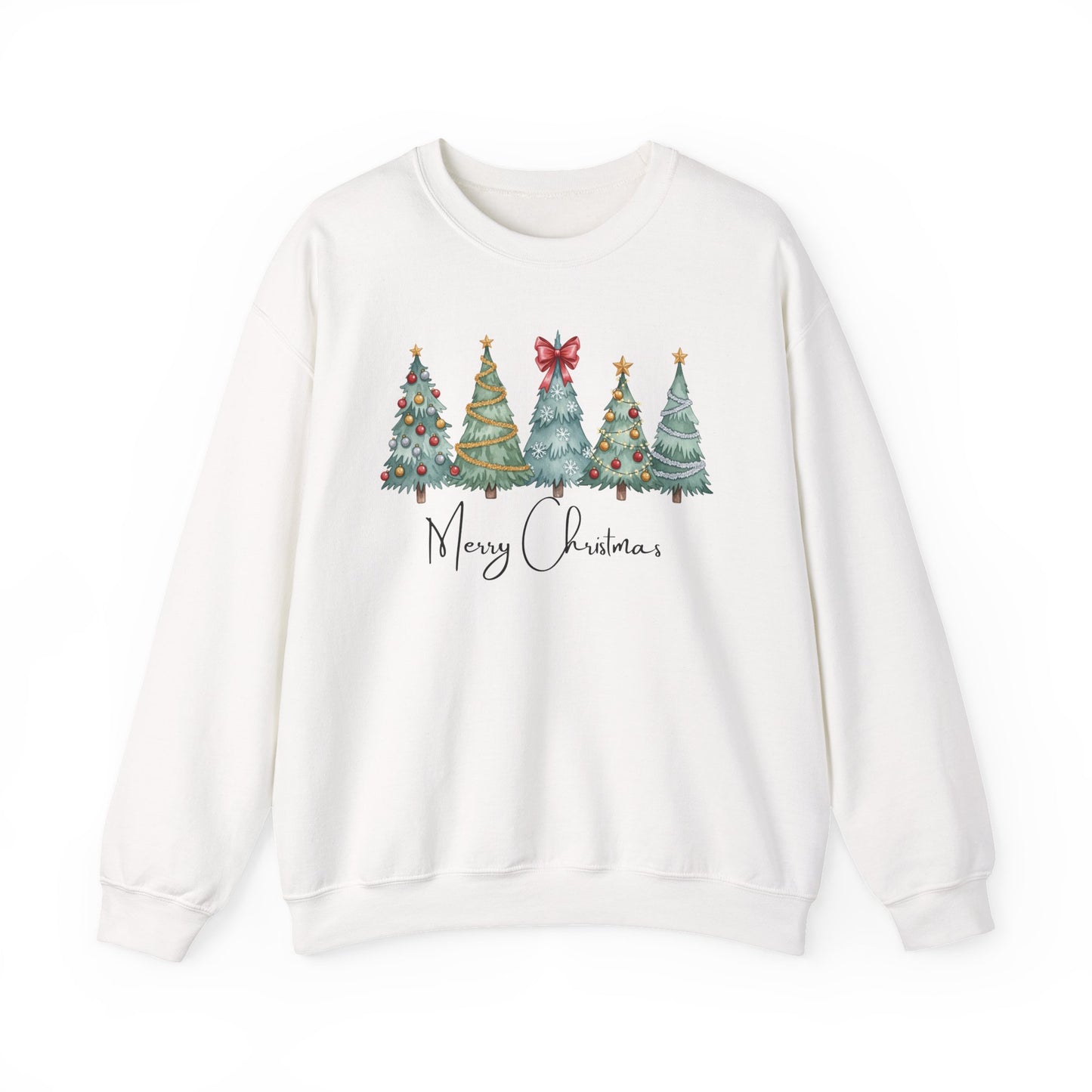 🎄✨ Merry Christmas Trees Sweatshirt – Bold Patterns & Festive Cheer