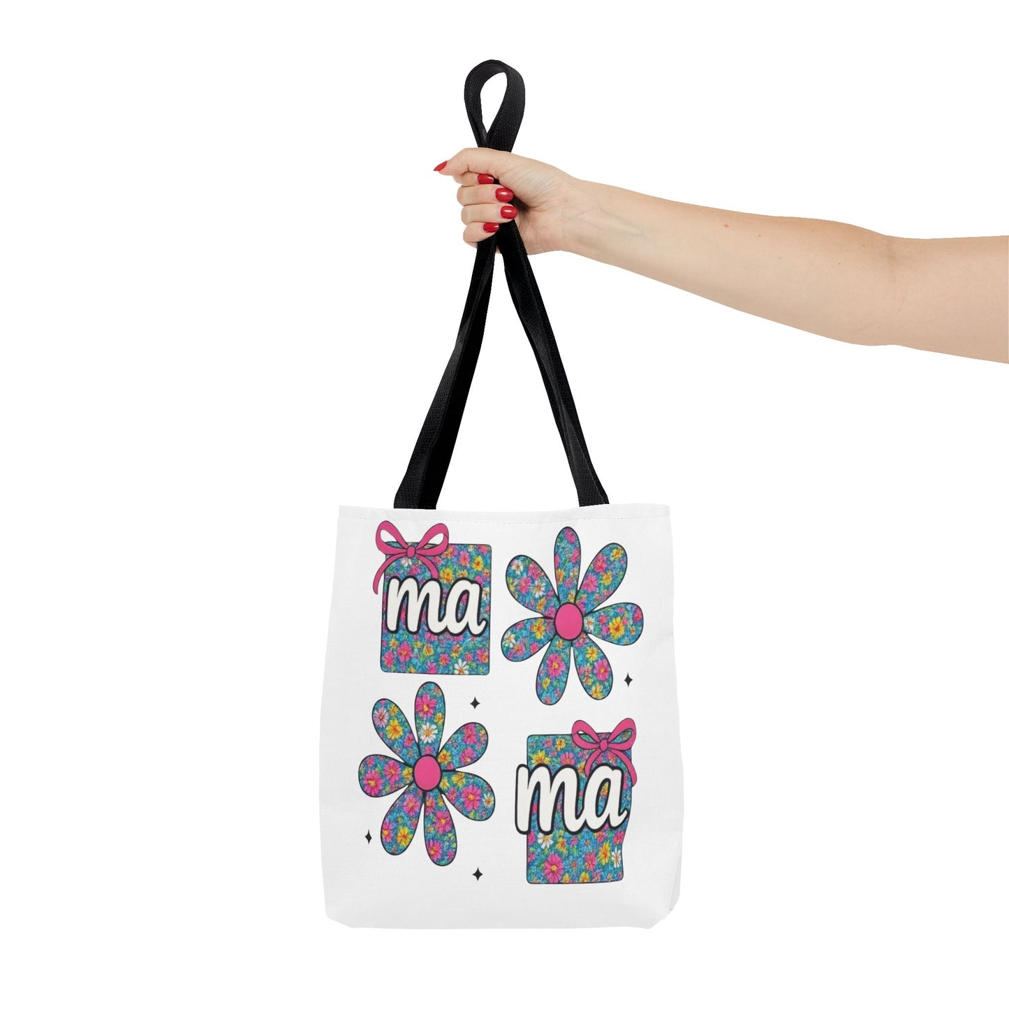 Bolso Tote Floral "ma": Un Accesorio Divertido y Brillante para Mamá