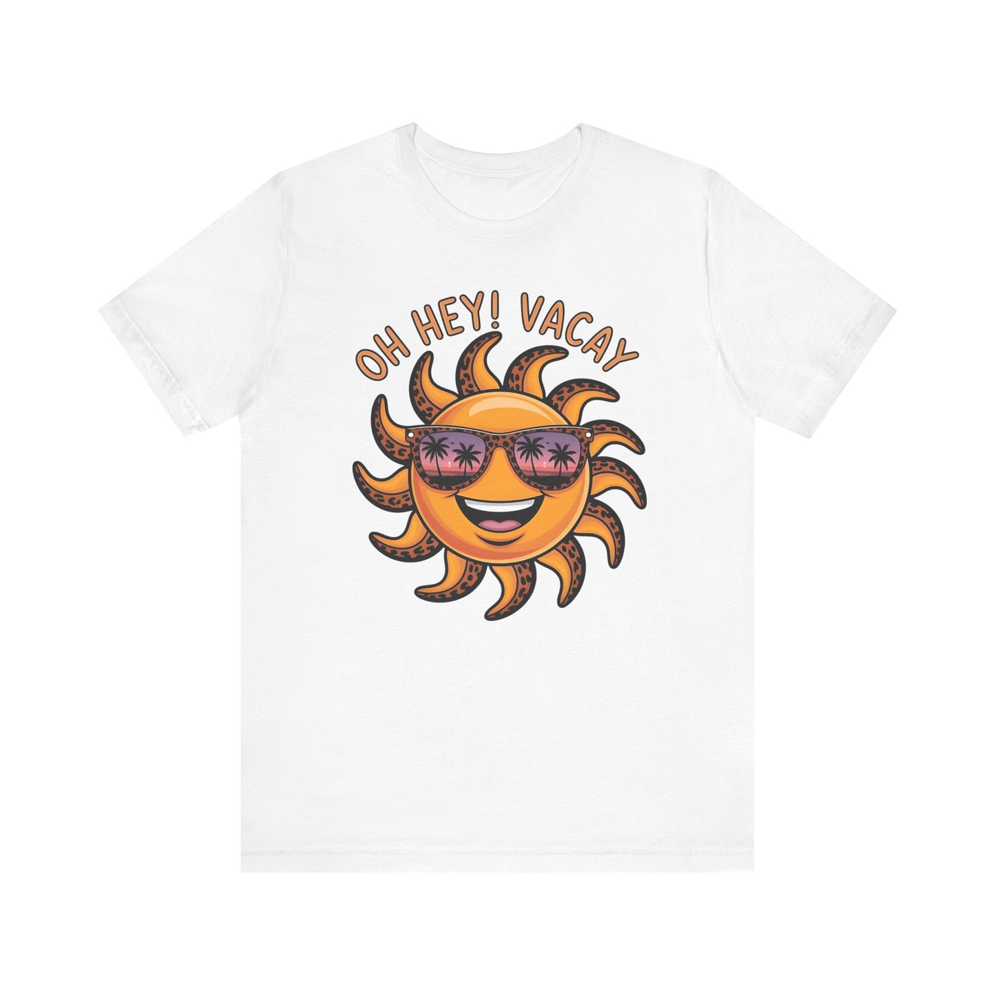 ☀️ ¡Hola! Camiseta de vacaciones – Sol sonriente con gafas de sol | Camiseta gráfica de verano para mujer