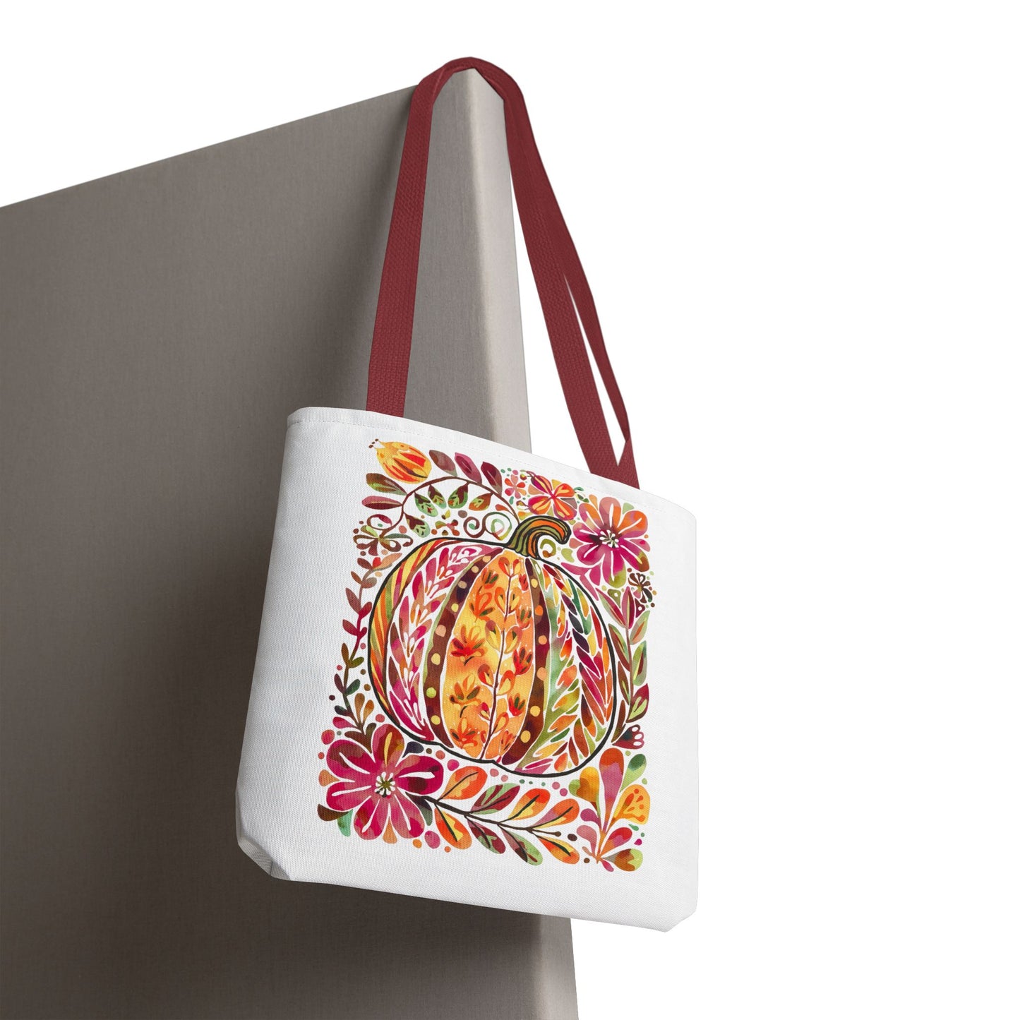 🎨 Watercolor Autumn Pumpkin Floral Tote Bag – Artistic Fall Charm 🍂