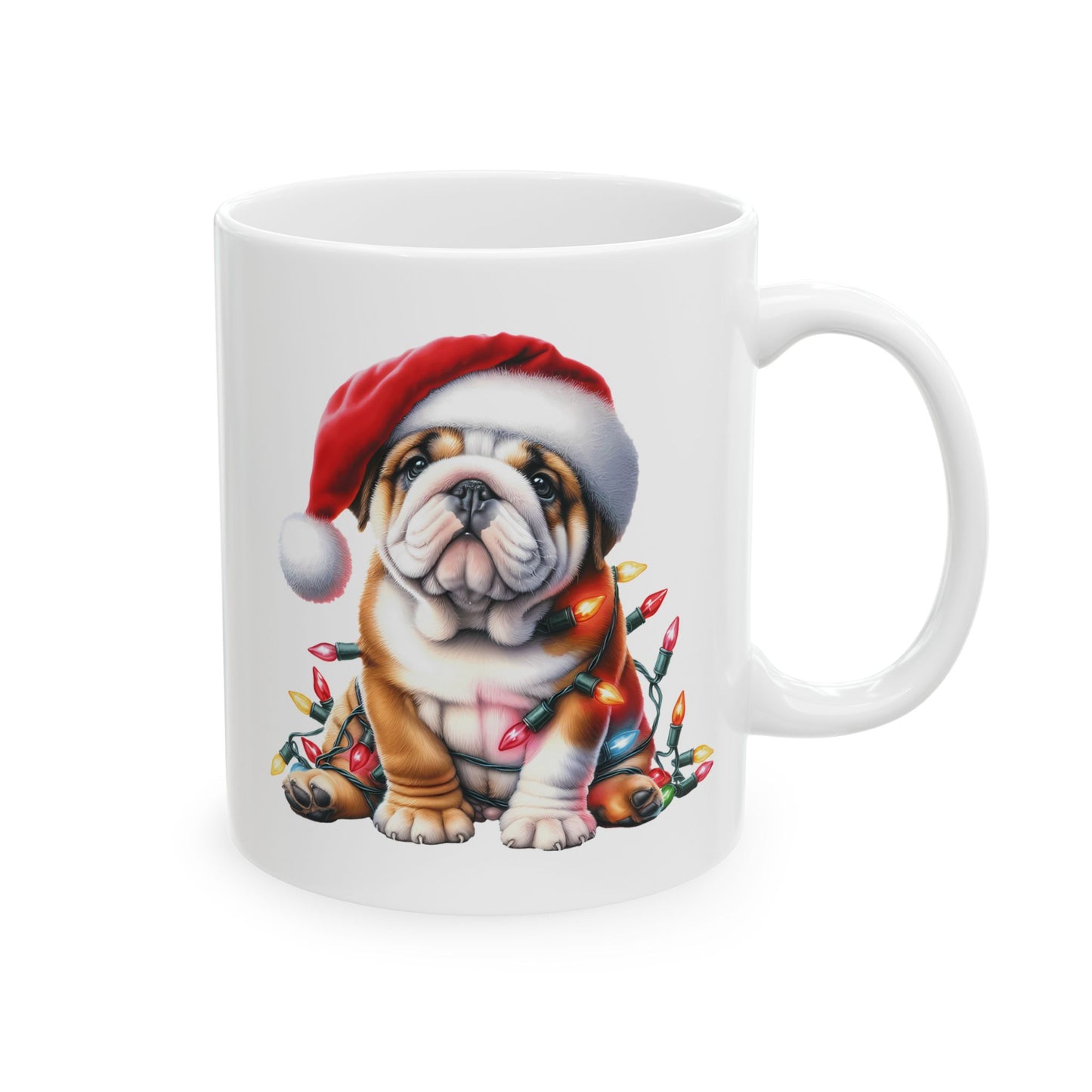🎅 English Bulldog Christmas Lights Mug – Grumpy Pup, Jolly Spirit! 🐾☕
