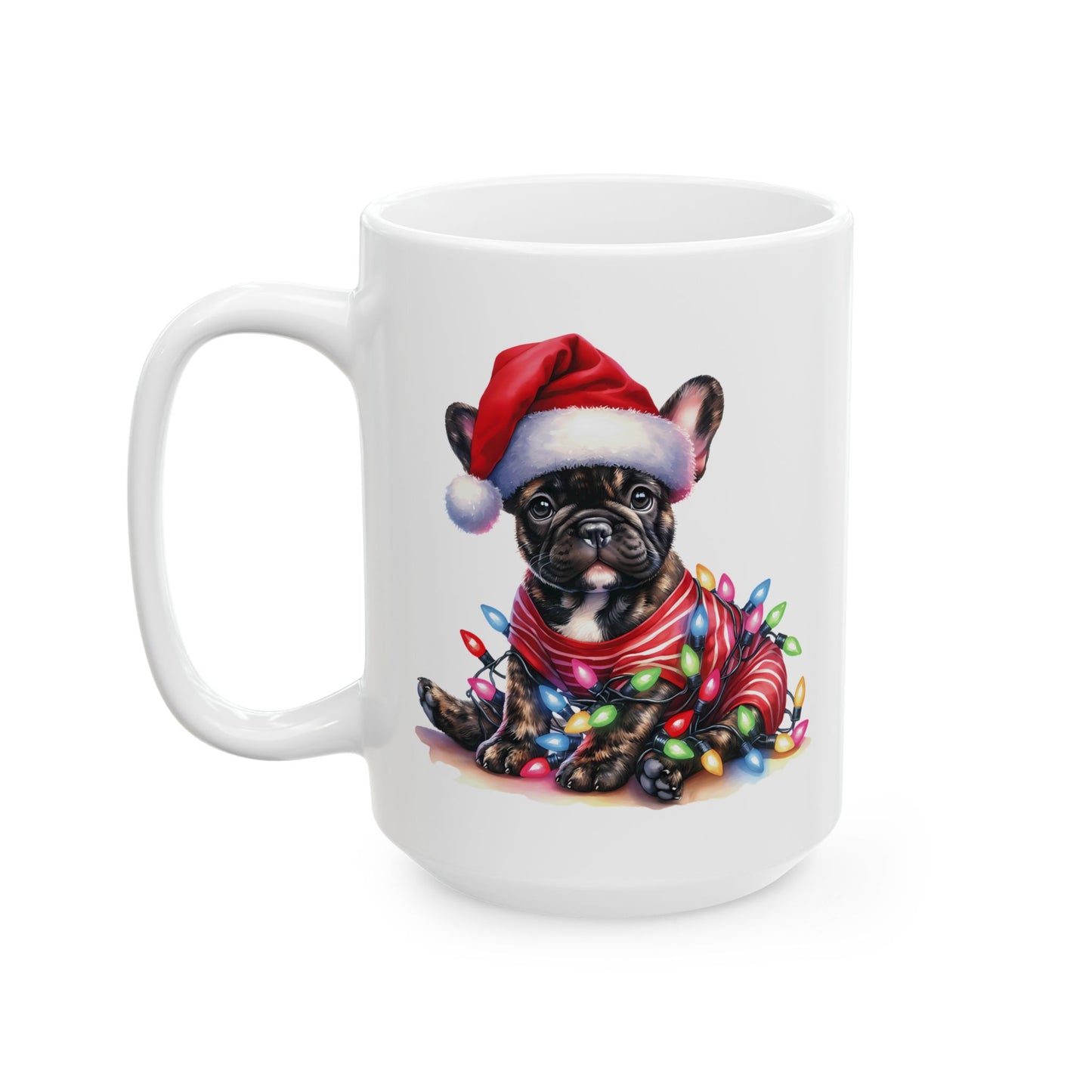 🎄 French Bulldog Christmas Lights Mug – Holiday Mischief, Frenchie Style! 🐶☕