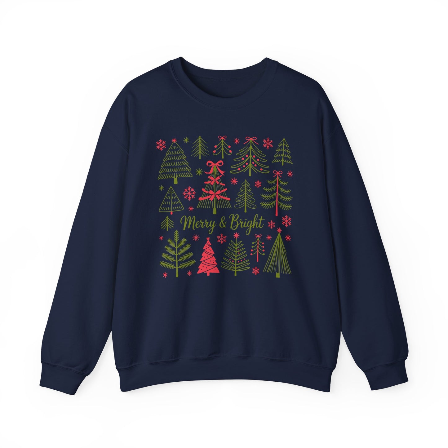 🎄✨ Merry & Bright Sweatshirt – Whimsical Holiday Forest Vibes