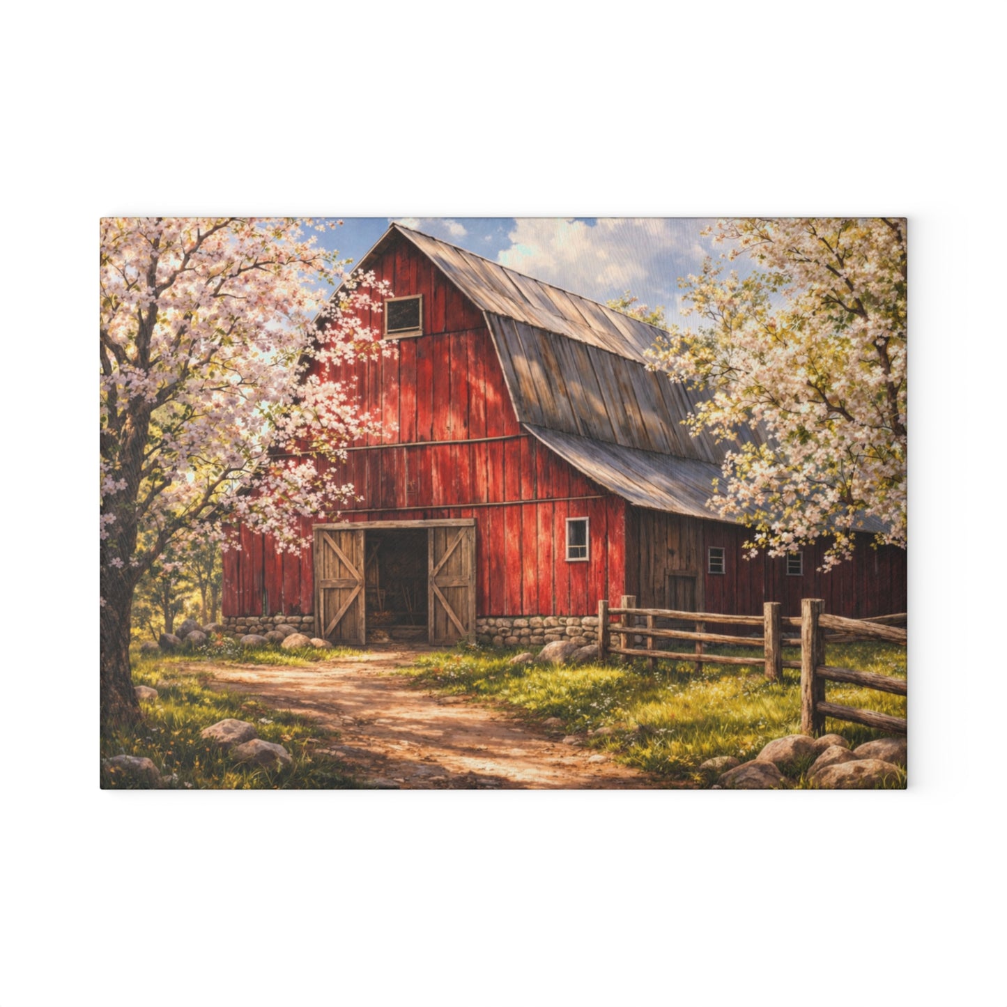Red Spring Barn Blossom Glass Cutting Board