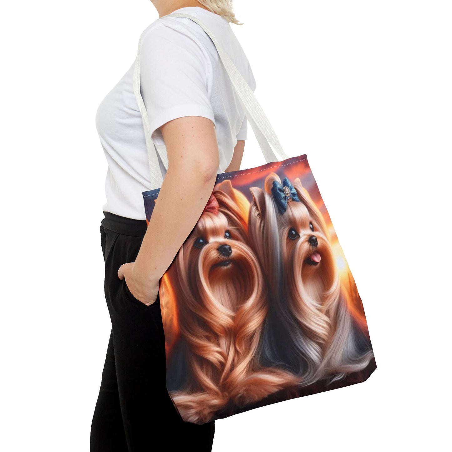 Bolsa de tela Yorkshire Terrier: un bonito regalo para amantes de los perros, bolsa de compras reutilizable, accesorio para amantes de las mascotas, elegante bolso de mano para uso diario.