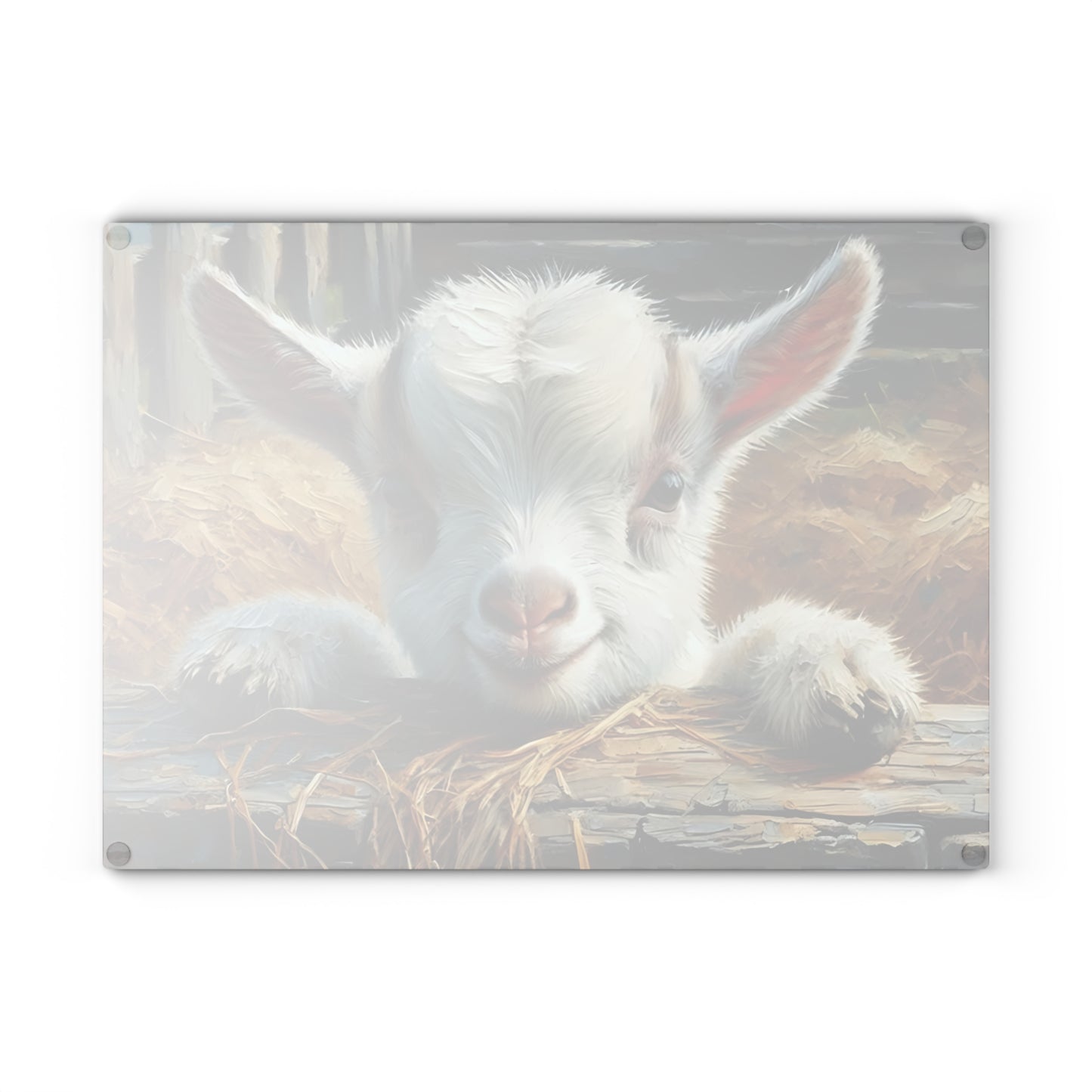 🐐 Rustic Baby Goat Cutting Board – Farmyard Cuteness with Hay & Charm