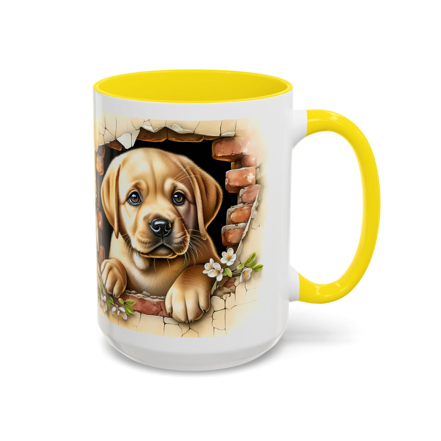 🐶☕ Labrador Puppy Peek Accent Mug – Sweet Yellow Lab Lover Gift ✨💛