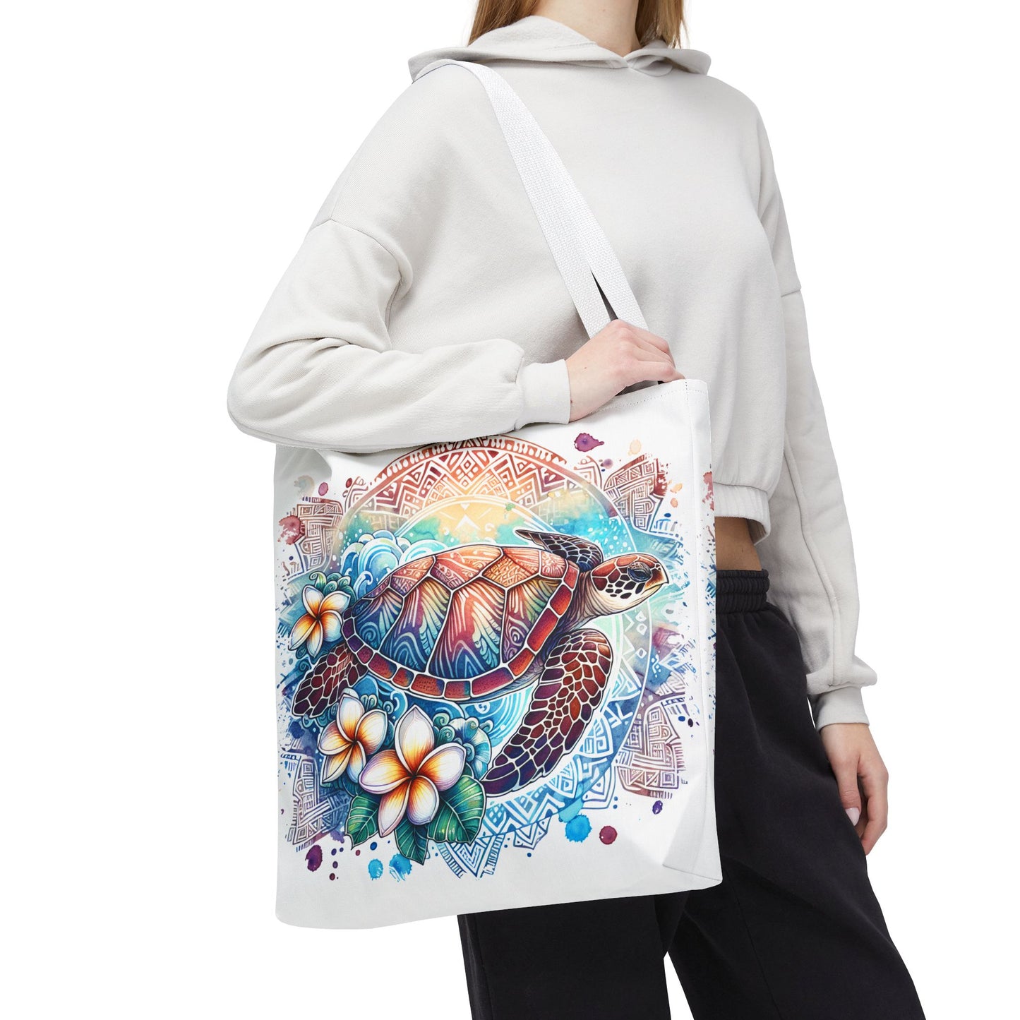 🐢 Vibrant Tribal Sea Turtle Tote Bag – Ocean Beauty Meets Island Vibes 🌊👜