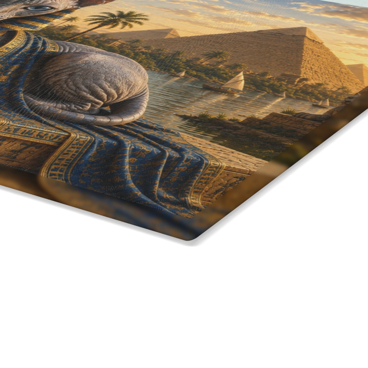 Ancient Egyptian Male Sphynx Cat Glass Cutting Board – Regal Egyptian Cat Kitchen Decor