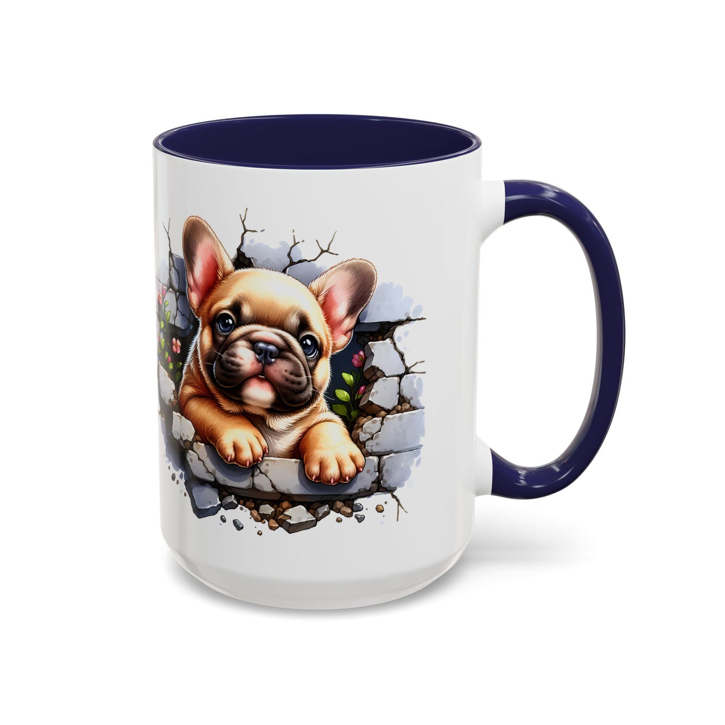 🐾☕ Tan French Bulldog Puppy Accent Mug – Sweet Peek-Through Pup Design ✨