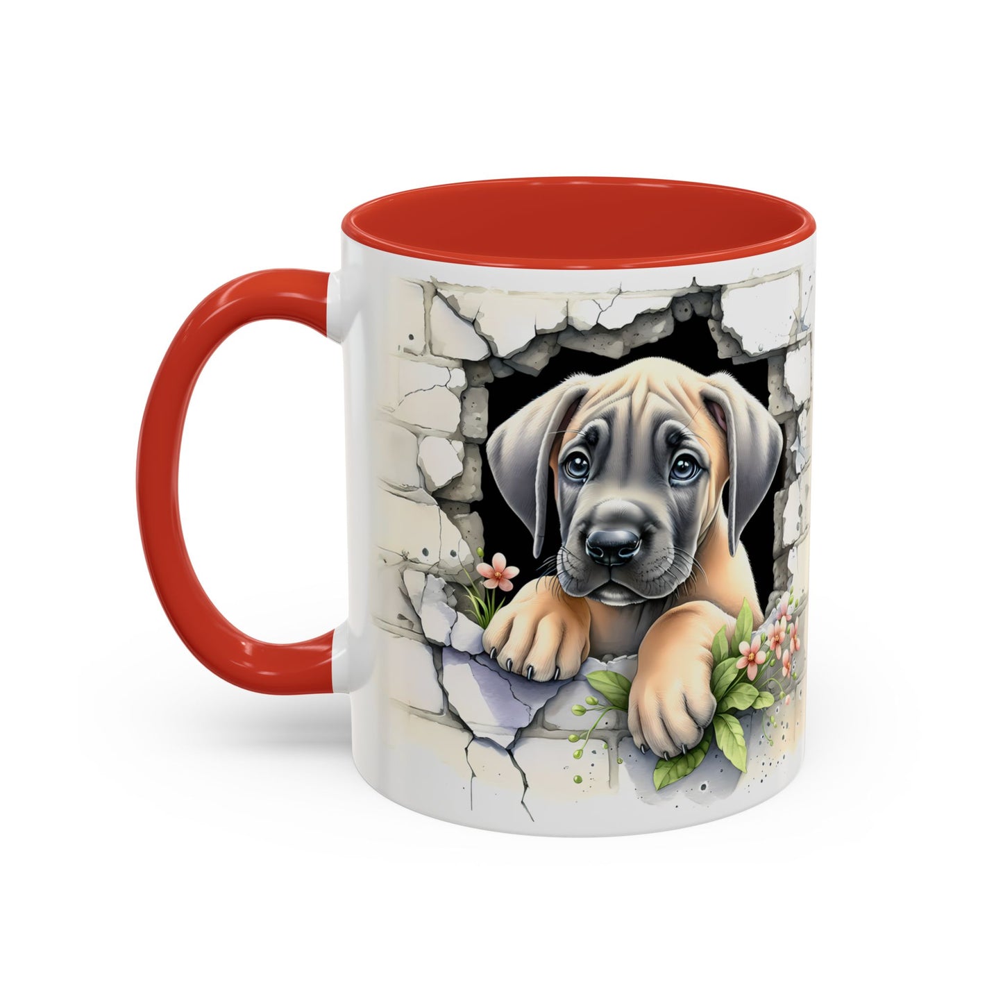 🐾 Great Dane Puppy Accent Mug – Sweet Peek-Through Puppy Design ☕💛