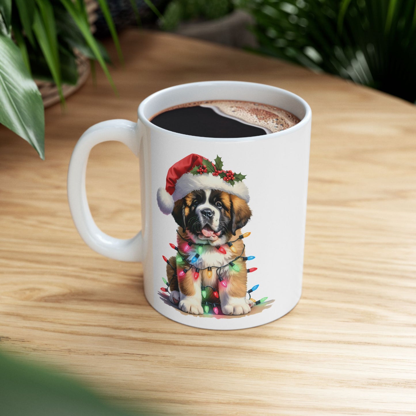 🎄 Saint Bernard Christmas Lights Mug – Festive Cheer with a Fluffy Twist 🐶
