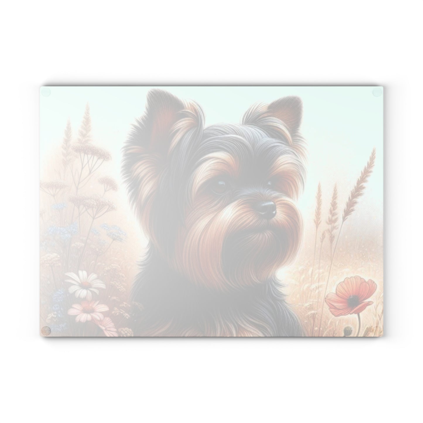 Yorkshire Terrier, tabla de cortar, regalo para amantes de los perros, vidrio templado, regalo de inauguración de la casa, tabla de charcutería, regalo único, regalo de chef