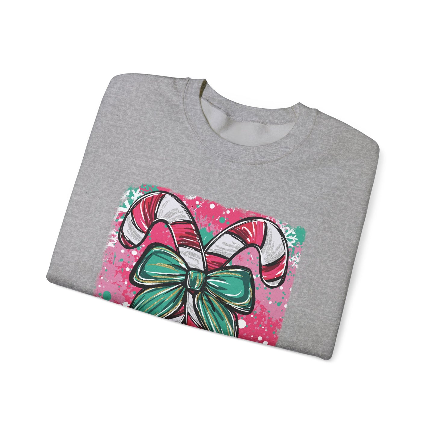 🍭✨ Candy Cane Bow Sweatshirt – Sweet Holiday Style 💖🎀
