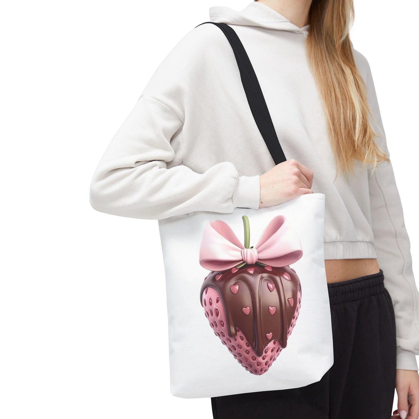 🍓 Chocolate-Dipped Strawberry Tote Bag – Sweet, Romantic & Practical 🍫