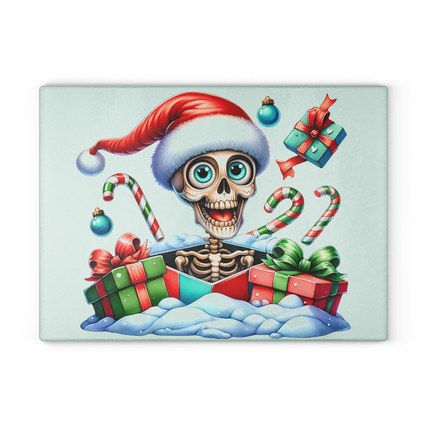 🎄💀 Skeleton Santa Cutting Board – A Spooky Splash of Holiday Cheer for Your Kitchen