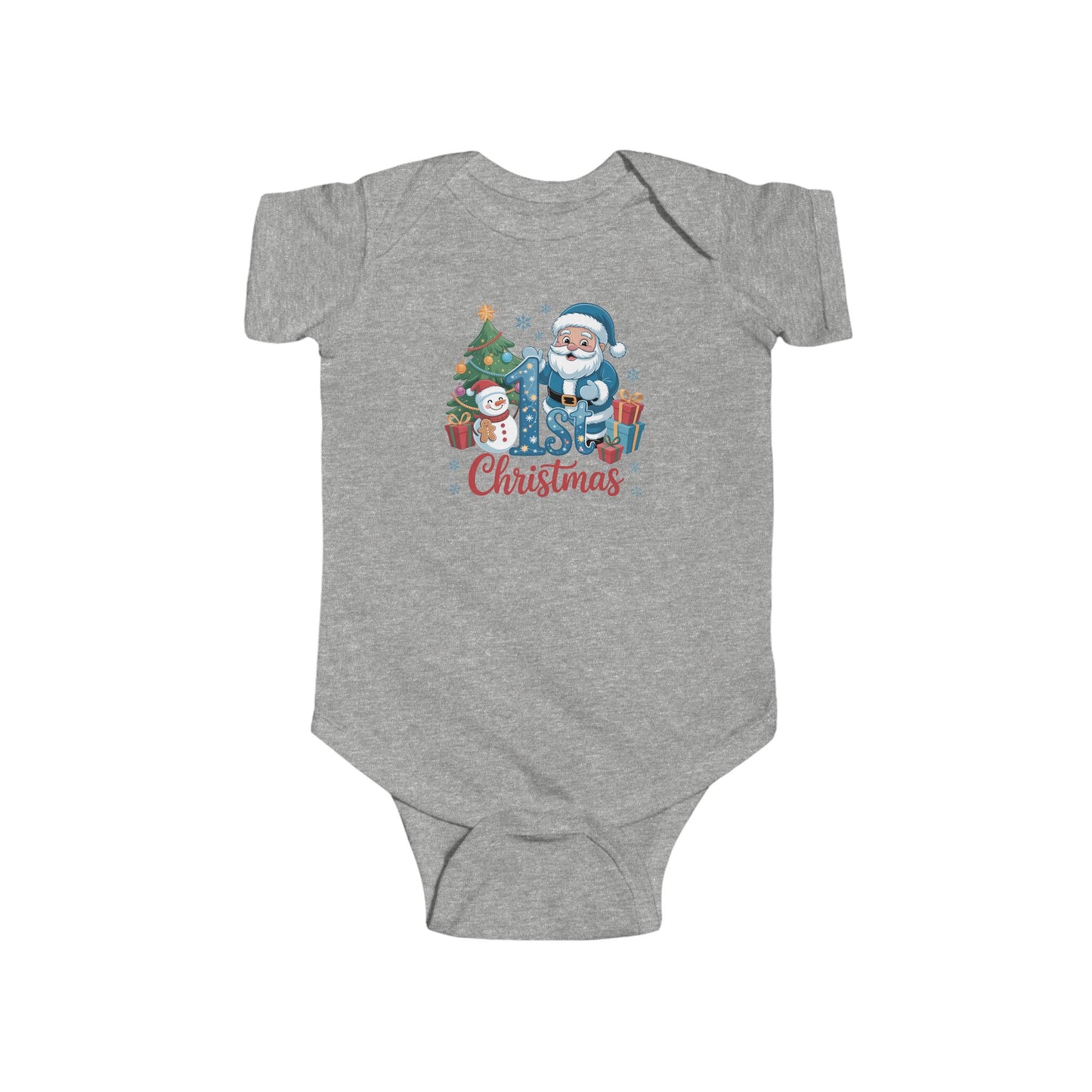 🎅❄️ My 1st Christmas Baby Onesie – Blue Santa & Snowman Festive Keepsake 🍼✨