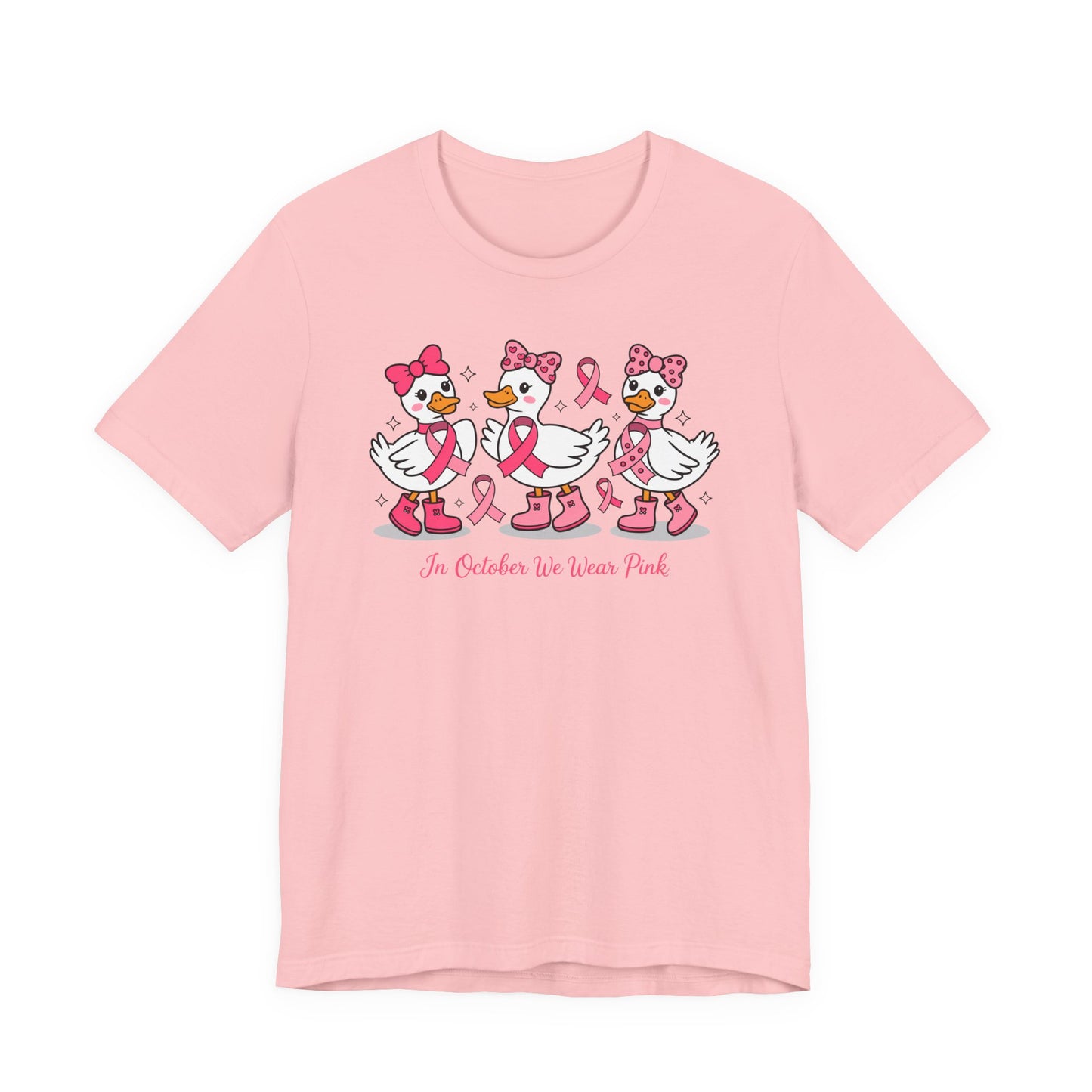 🎀🦆 In October We Wear Pink Duck T-Shirt – Cute Breast Cancer Awareness Tee 💖✨