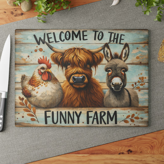 Funny Farm Animal Cutting Board – Rustic Farmhouse Humor for Your Kitchen
