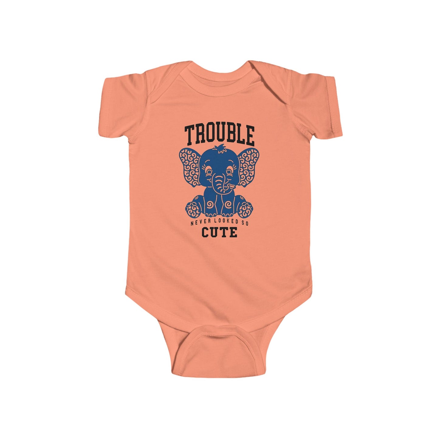 Trouble Never Looked So Cute Baby Onesie – Adorable Elephant Edition 🐘💙