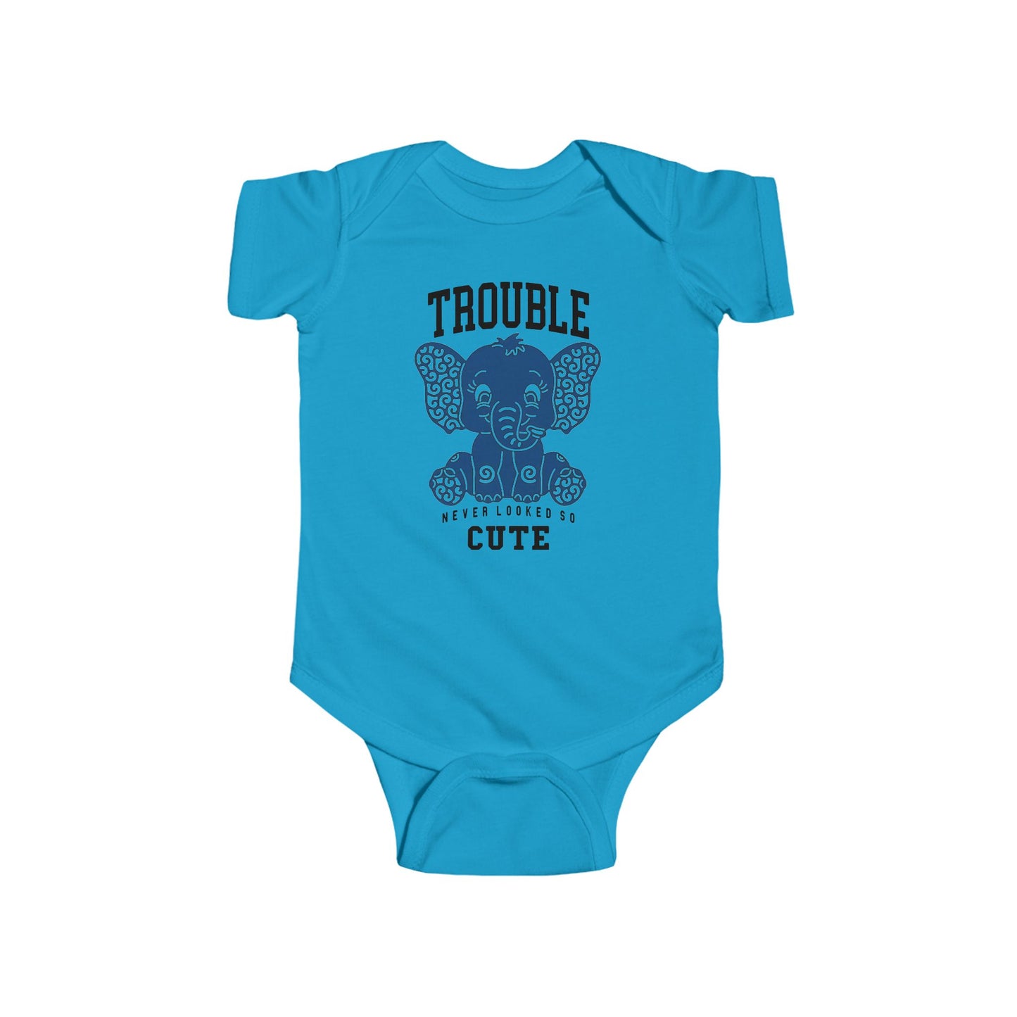 Trouble Never Looked So Cute Baby Onesie – Adorable Elephant Edition 🐘💙