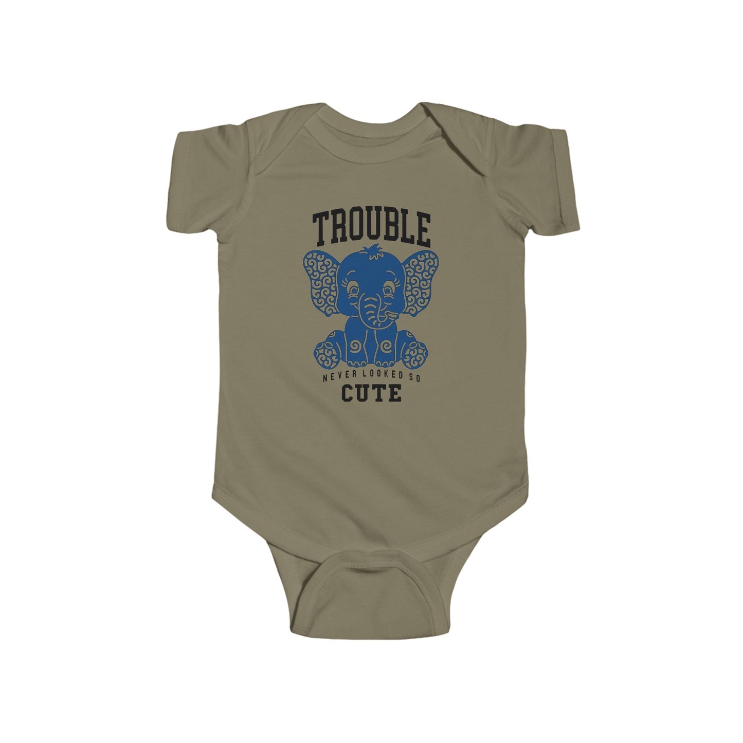 Trouble Never Looked So Cute Baby Onesie – Adorable Elephant Edition 🐘💙