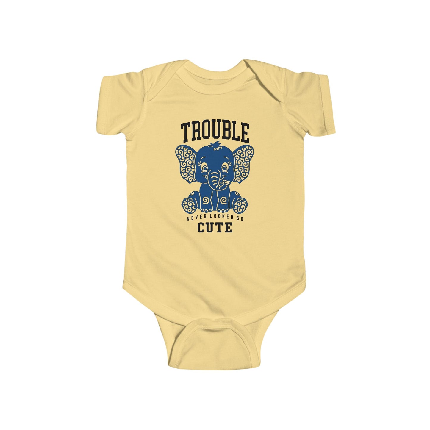 Trouble Never Looked So Cute Baby Onesie – Adorable Elephant Edition 🐘💙