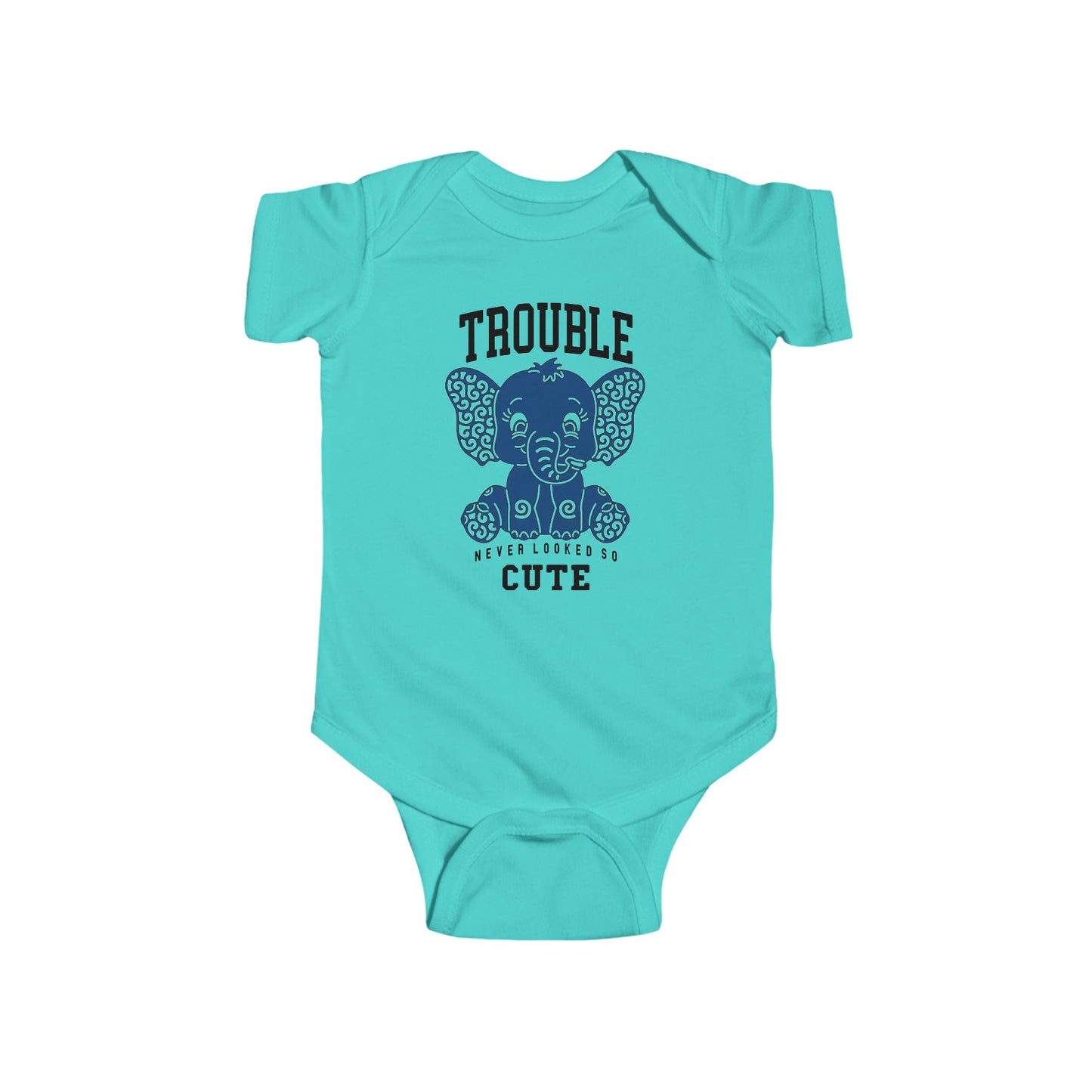 Trouble Never Looked So Cute Baby Onesie – Adorable Elephant Edition 🐘💙