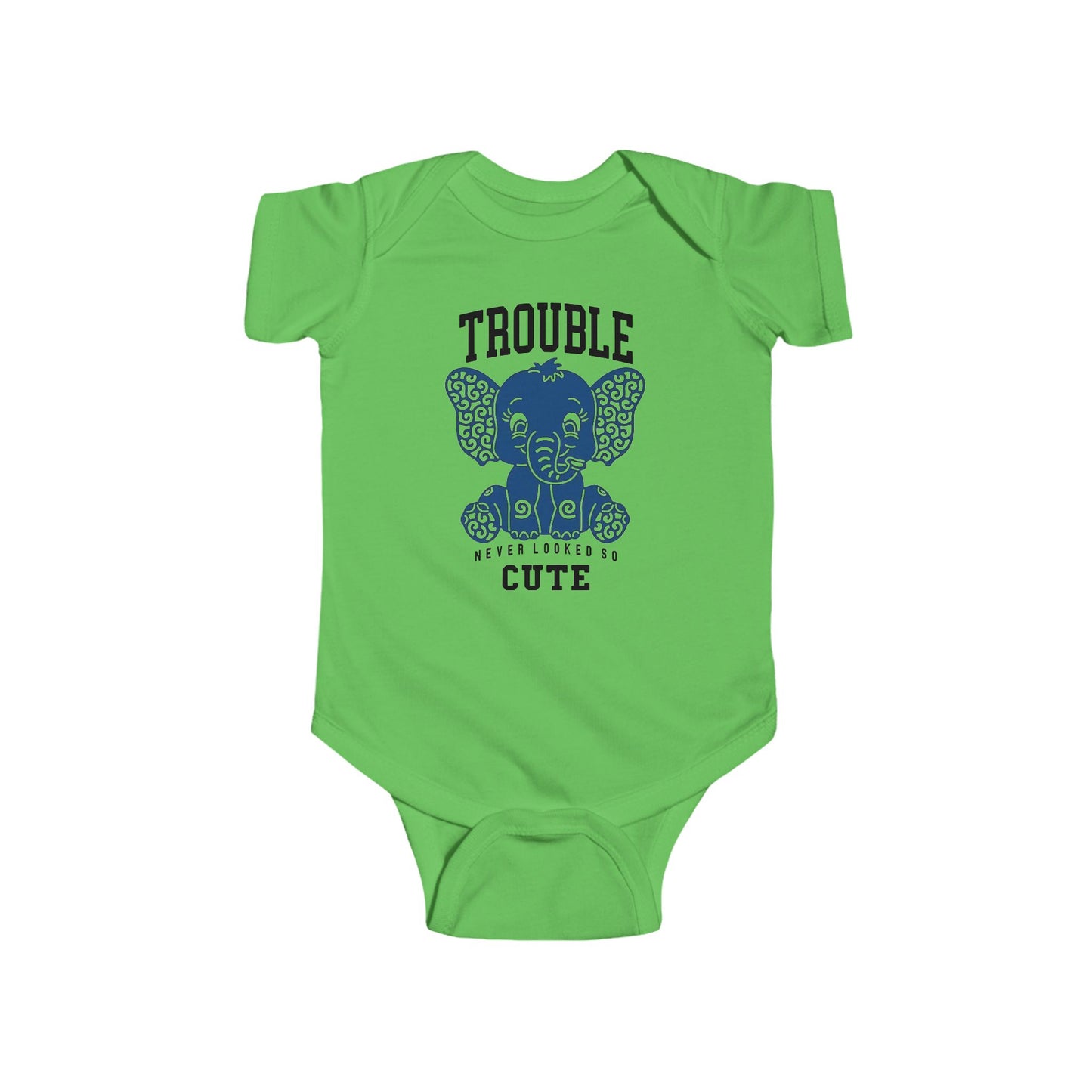 Trouble Never Looked So Cute Baby Onesie – Adorable Elephant Edition 🐘💙