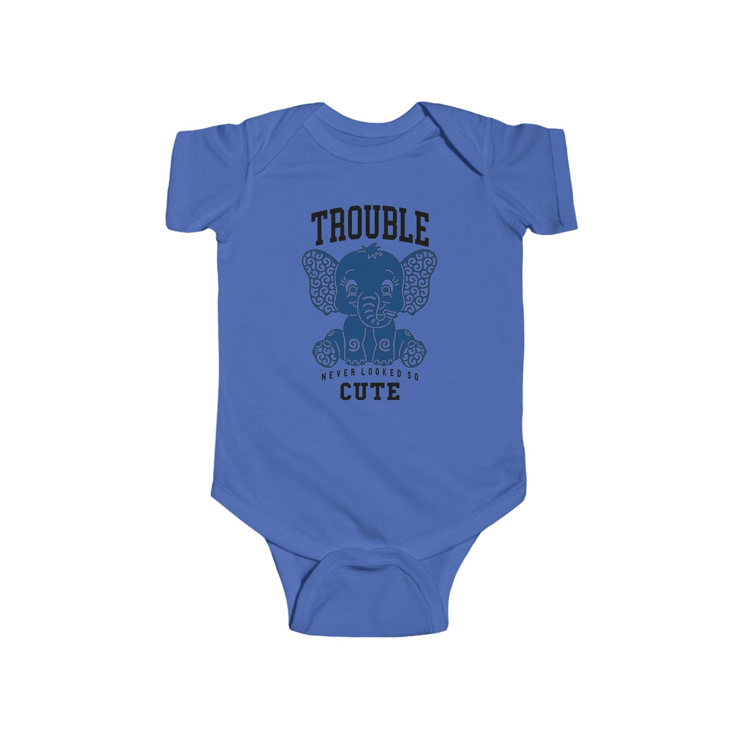 Trouble Never Looked So Cute Baby Onesie – Adorable Elephant Edition 🐘💙