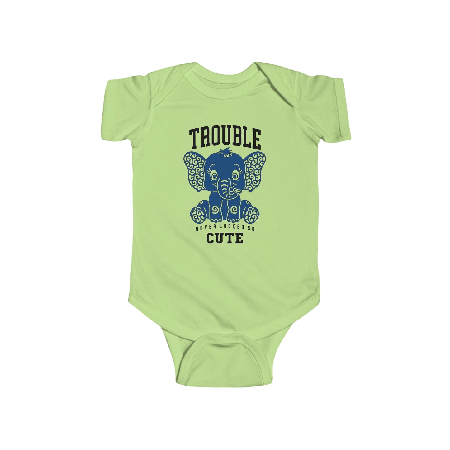 Trouble Never Looked So Cute Baby Onesie – Adorable Elephant Edition 🐘💙