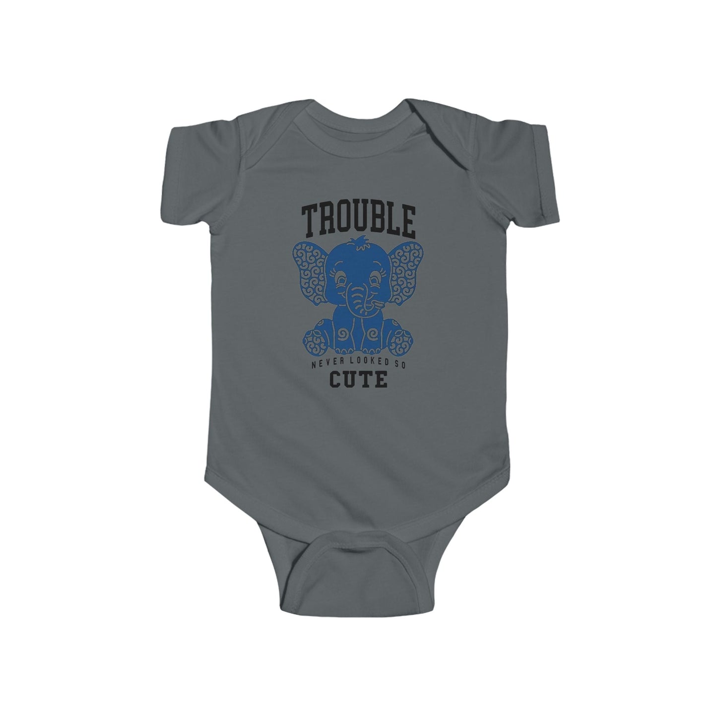 Trouble Never Looked So Cute Baby Onesie – Adorable Elephant Edition 🐘💙